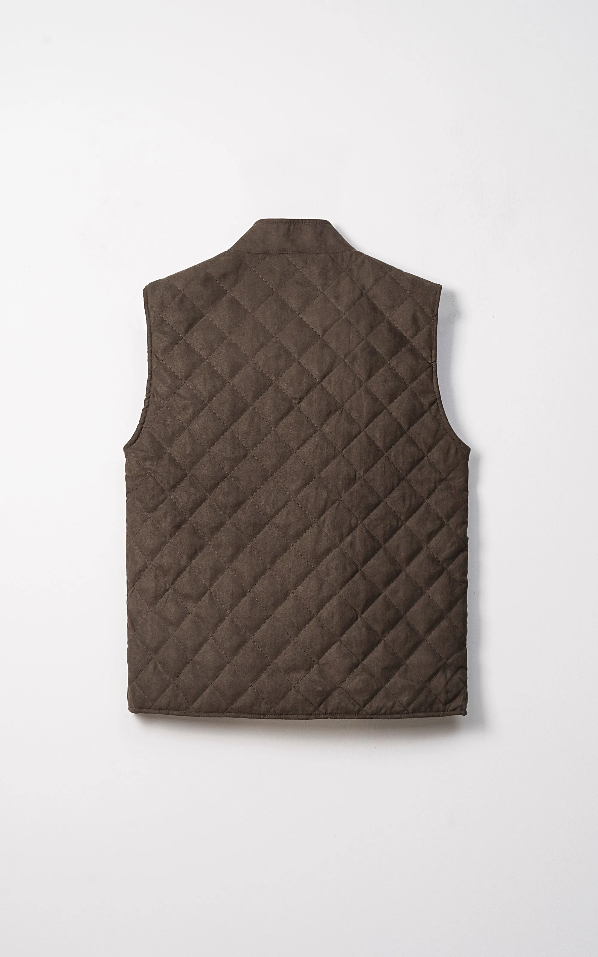 Shock Absorbing Style Technology Quilted Suede Gilet Jacket Sleeveless Dark Olive
