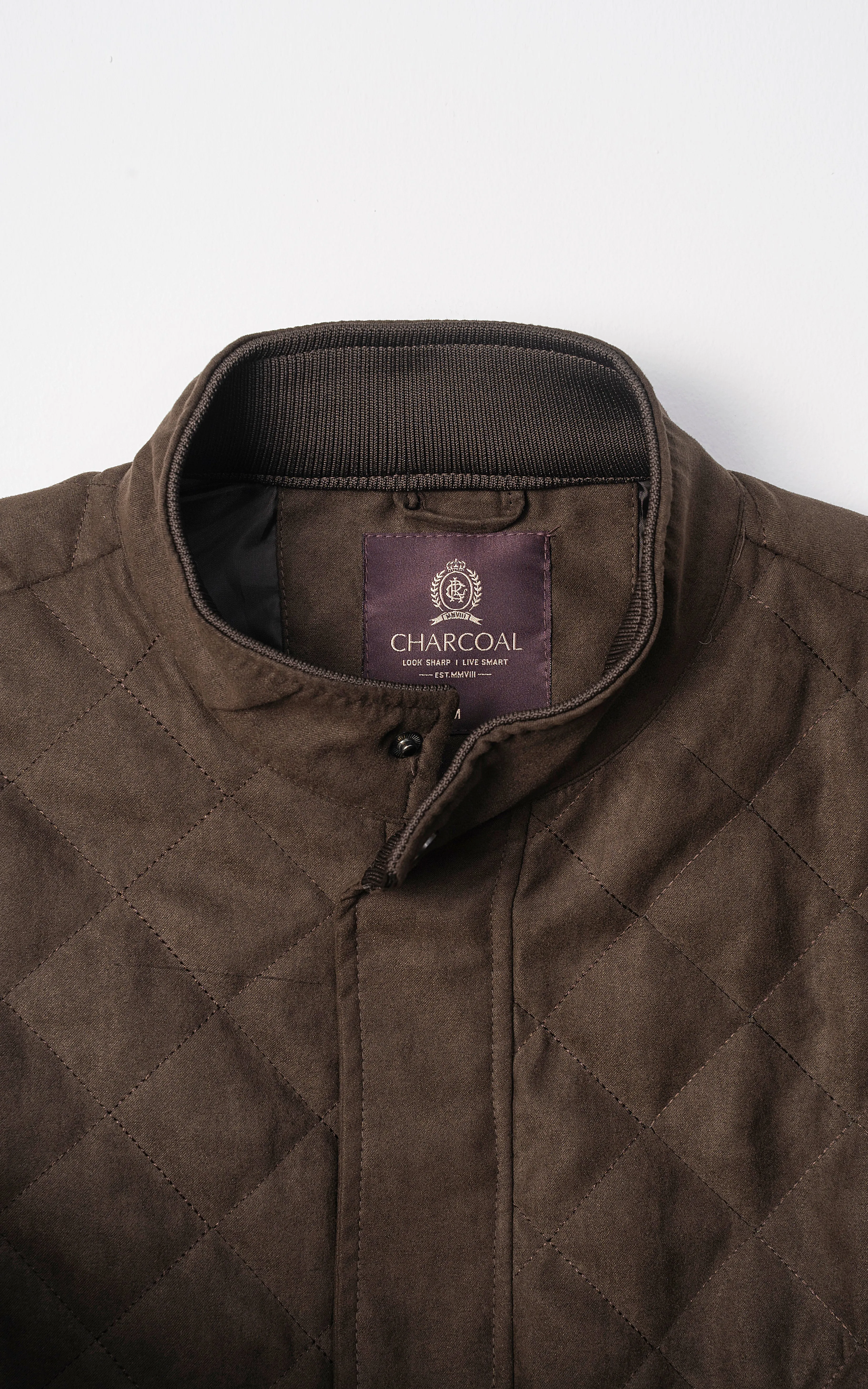 Quilted Suede Gilet Jacket Sleeveless Dark Olive Straight Edge Comfortable Strength