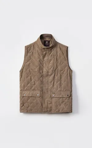Comfort Sustainable Lifestyle Fluid Stride Quilted Suede Gilet Jacket Sleeveless Light Brown
