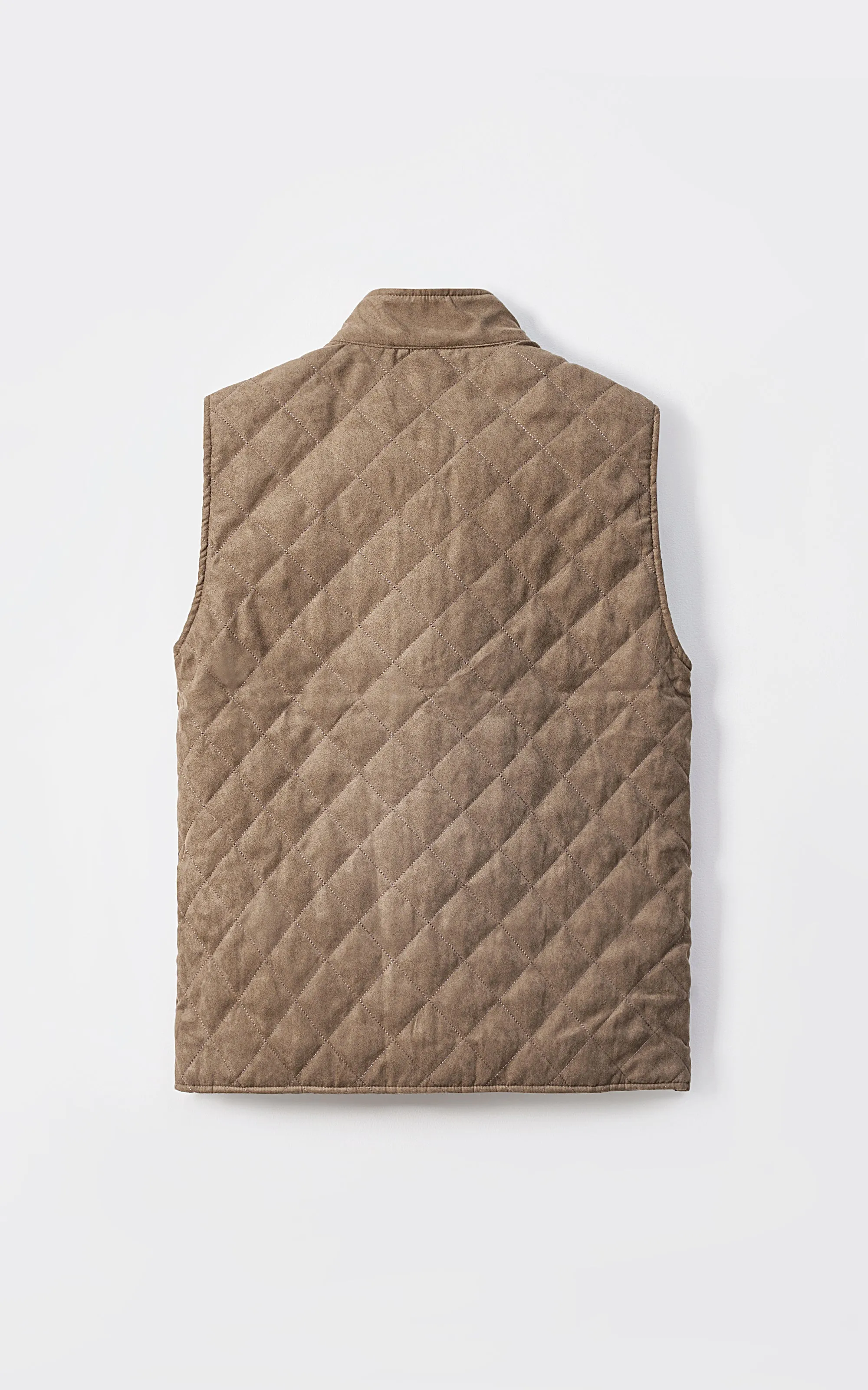 Indoor Sports Decorative Appeal Quilted Suede Gilet Jacket Sleeveless Light Brown
