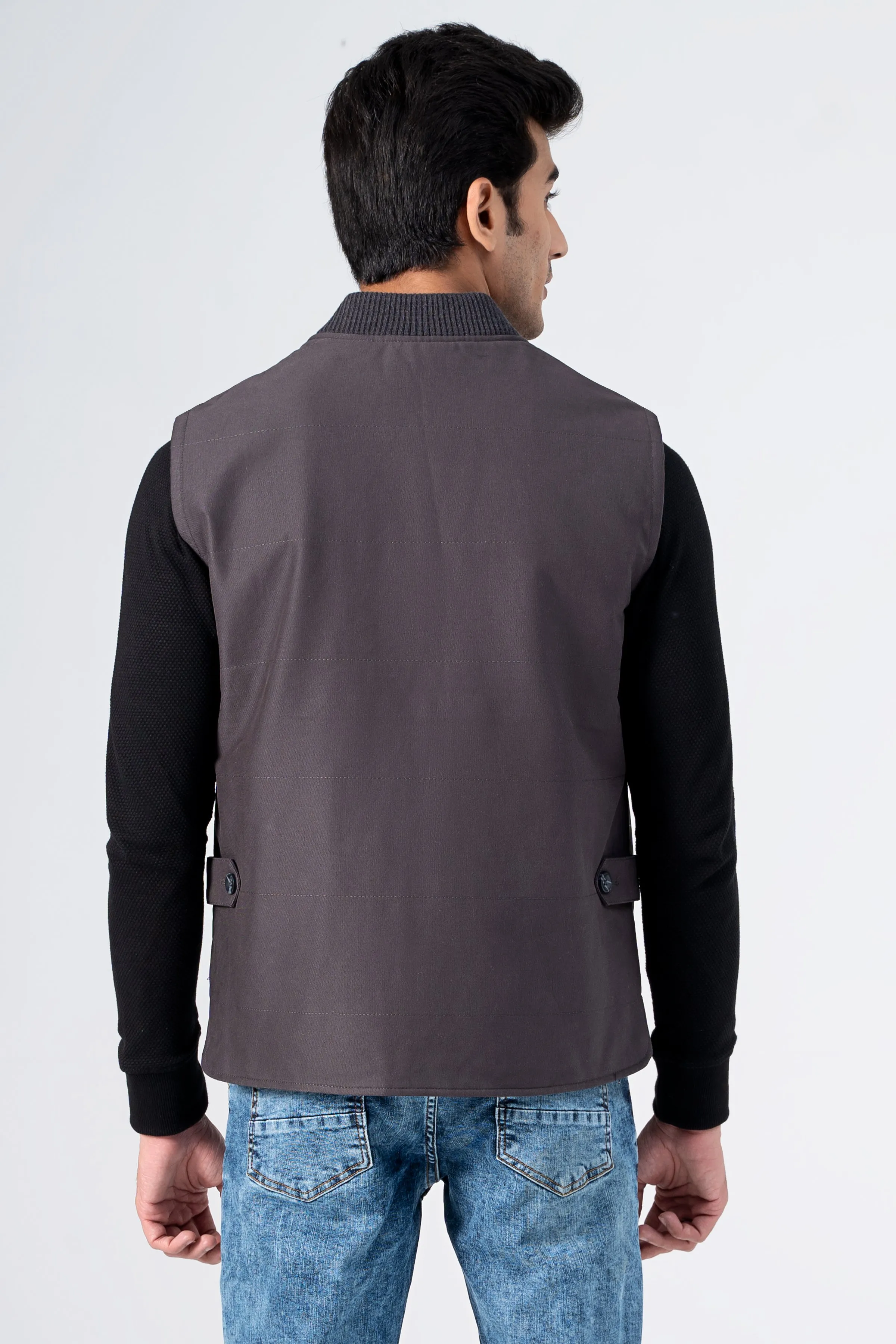 Quilted Wadded Jacket Grey Sturdy Construction Design Design Design