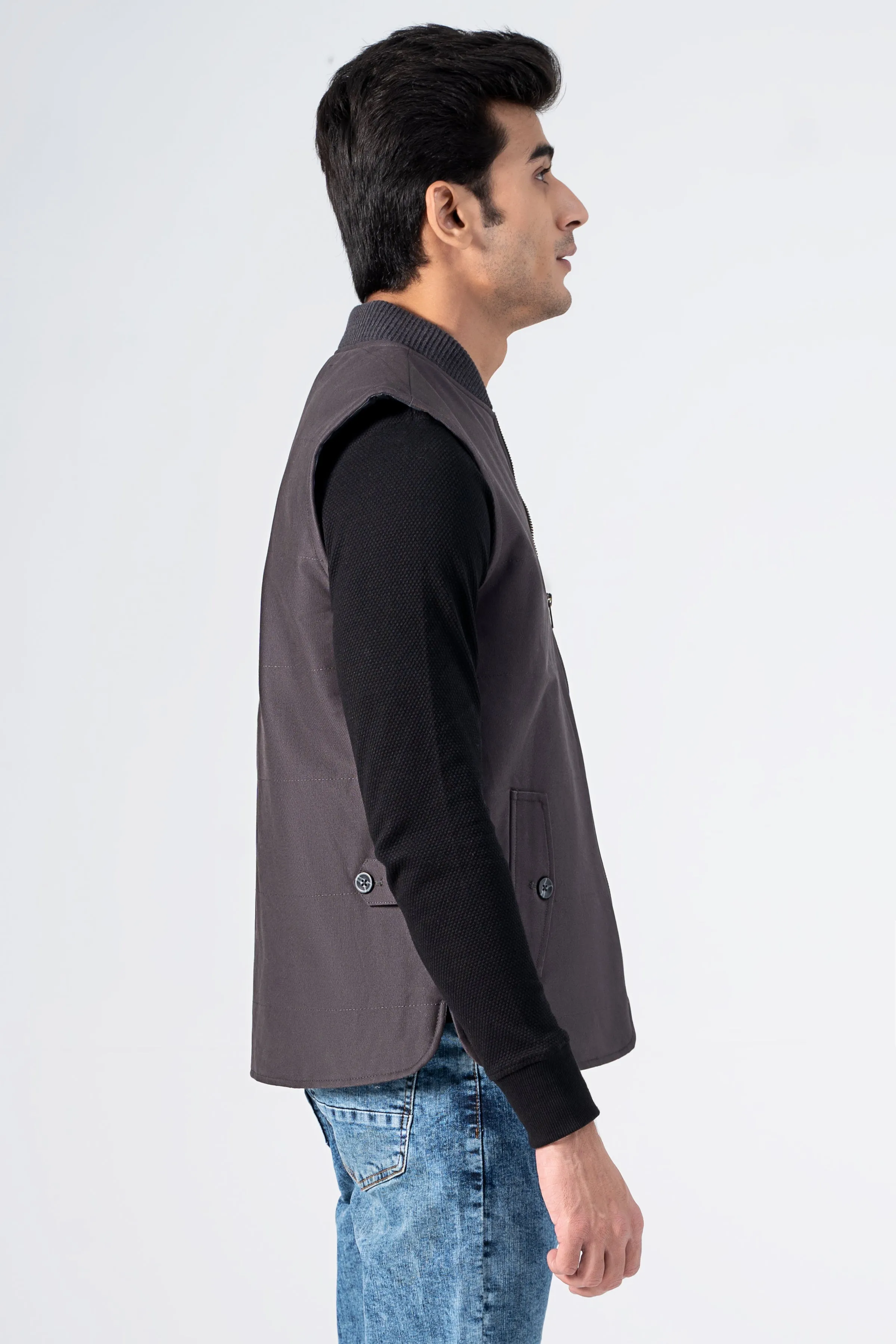 Air Soft Inner Material Layer Quilted Wadded Jacket Grey