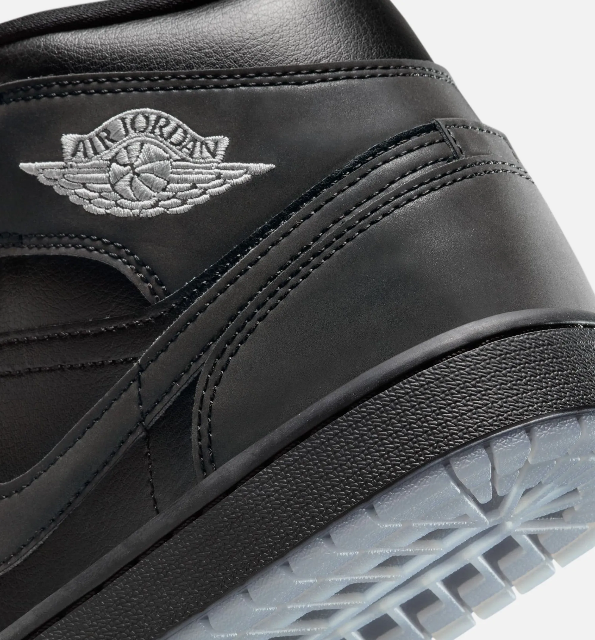 Air Jordan 1 Mid Se Mens Lifestyle Shoe - Black/Grey Low Straps Cut Latex Padding