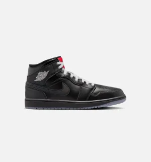 Air Jordan 1 Mid Se Mens Lifestyle Shoe - Black/Grey Hand Washable Padding Engraved