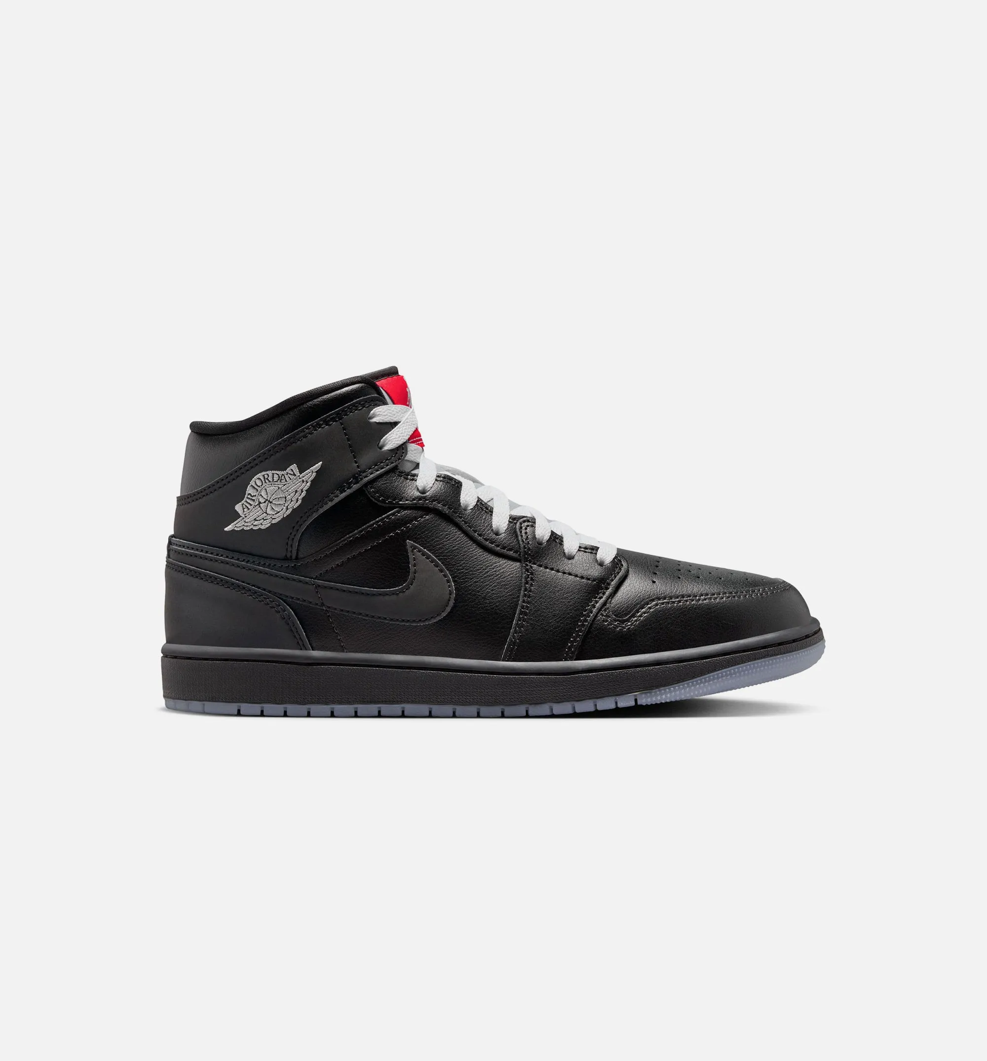 Air Jordan 1 Mid Se Mens Lifestyle Shoe - Black/Grey Hand Washable Padding Engraved