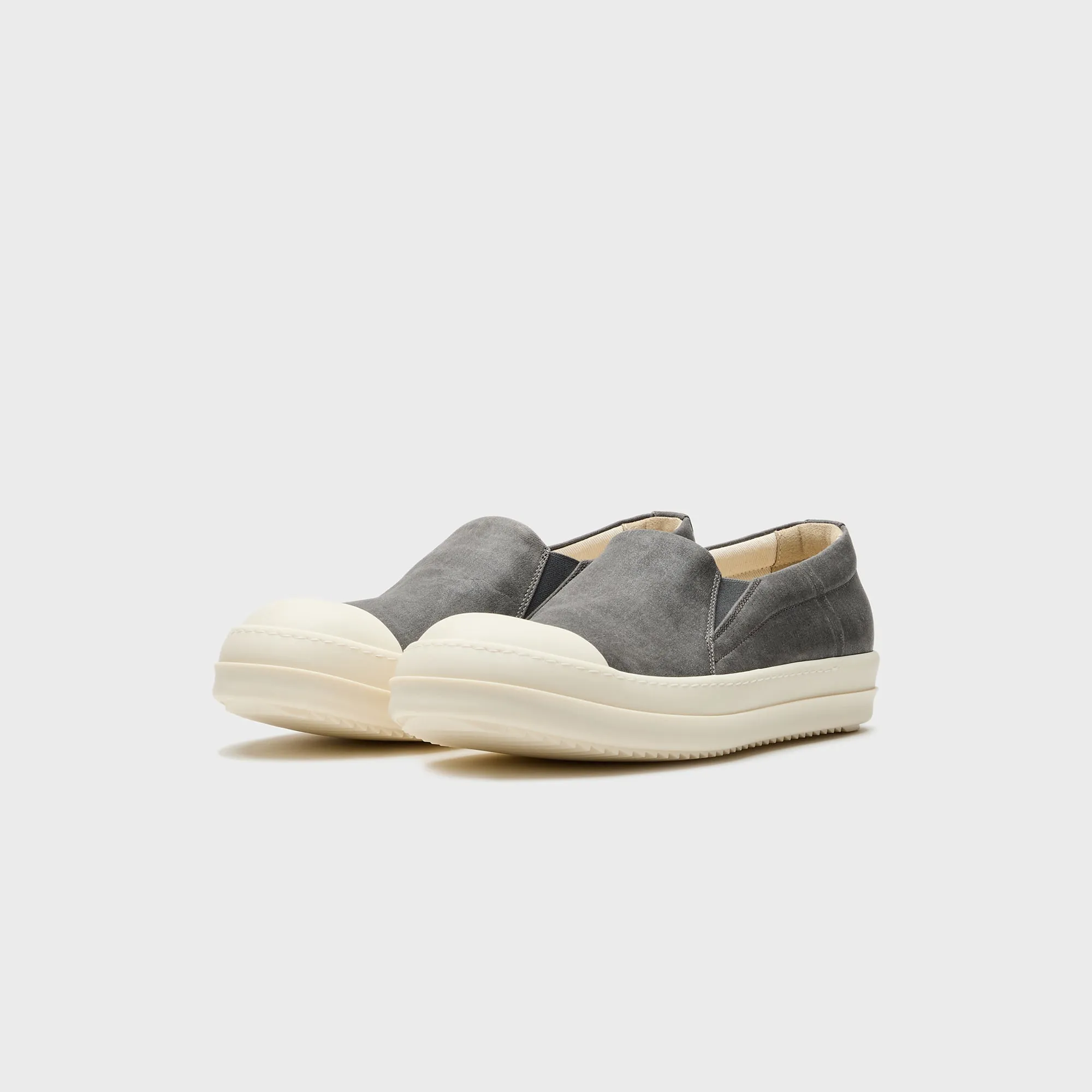 Rick Owens Boat Sneaks Scarpe In Denim - Dark Dust / Milk / Milk Waist Bag