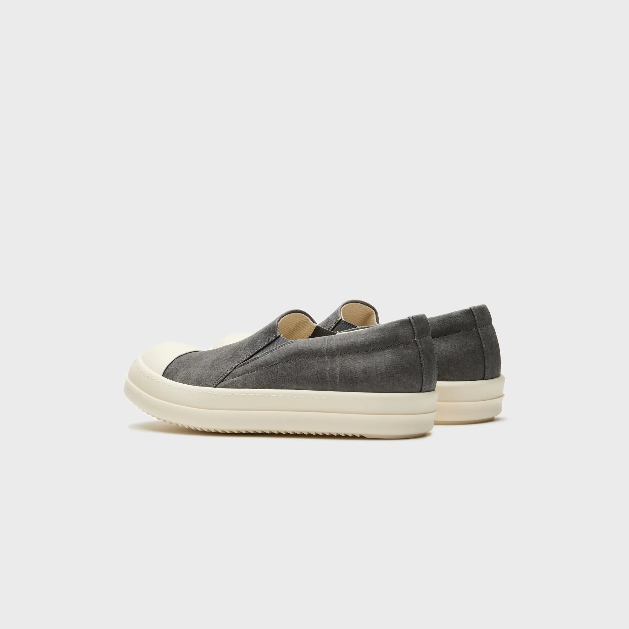 Well-Known Breathable Fabric Lining Design Design Rick Owens Boat Sneaks Scarpe In Denim - Dark Dust / Milk / Milk