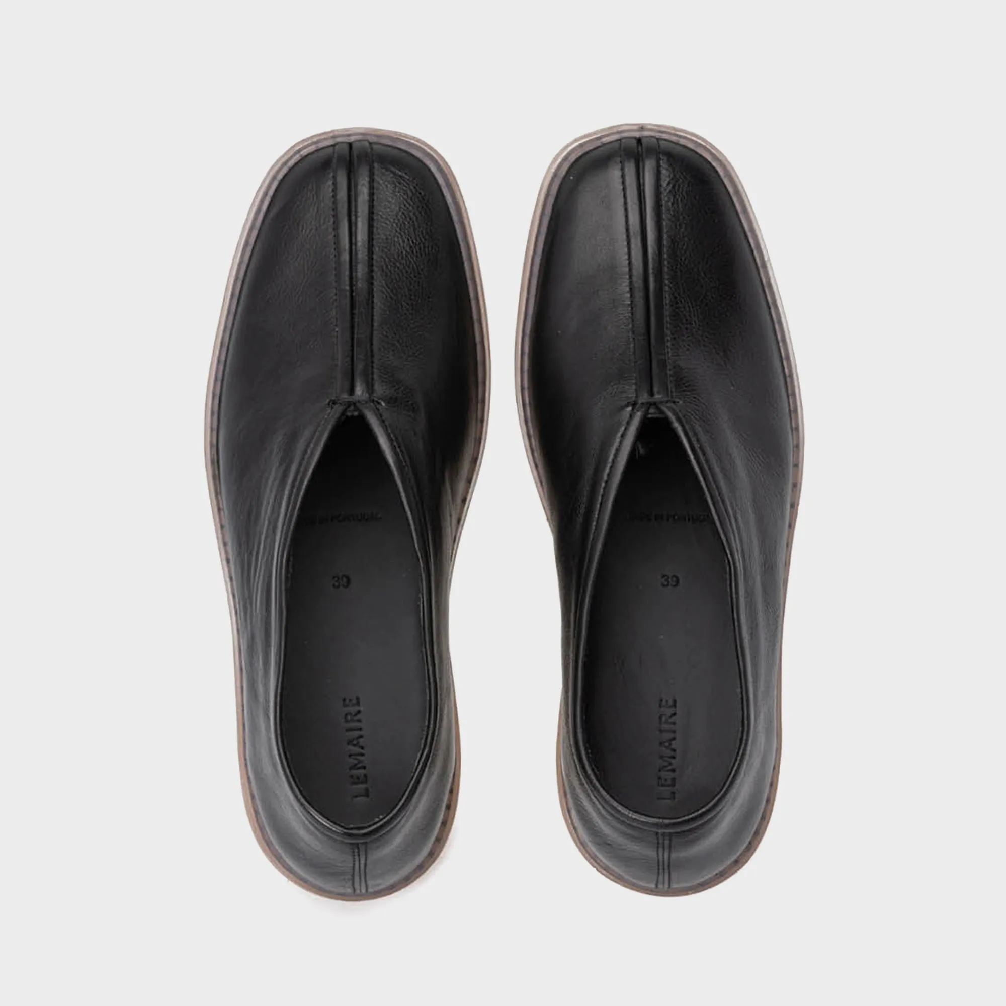 Lemaire Linoleum Piped Sneakers - Black Fuzzy Slippers Soft Backstrap