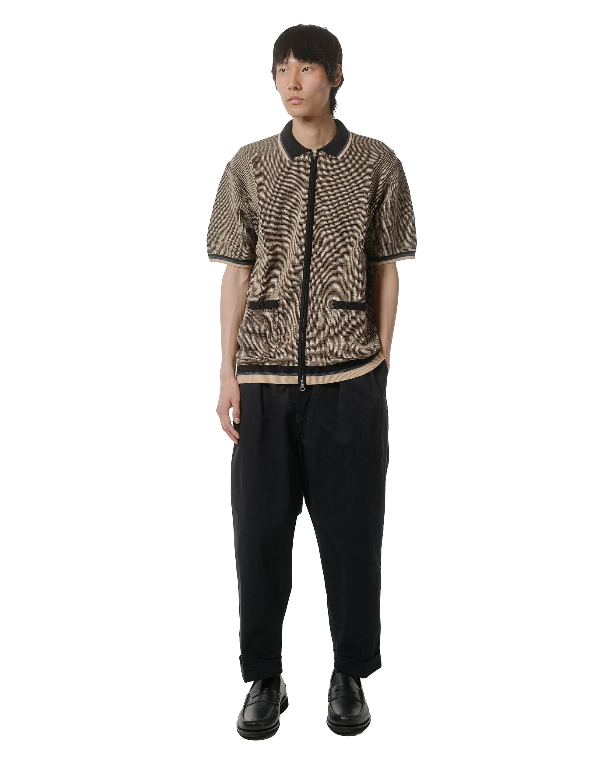Beams Plus 2Pleats Twill Black Ornamental