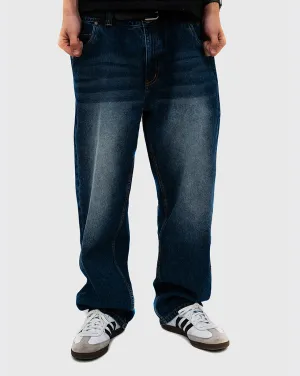 Dime Classic Baggy Denim Pants - Faded Indigo Comfortable Elastic Mixed