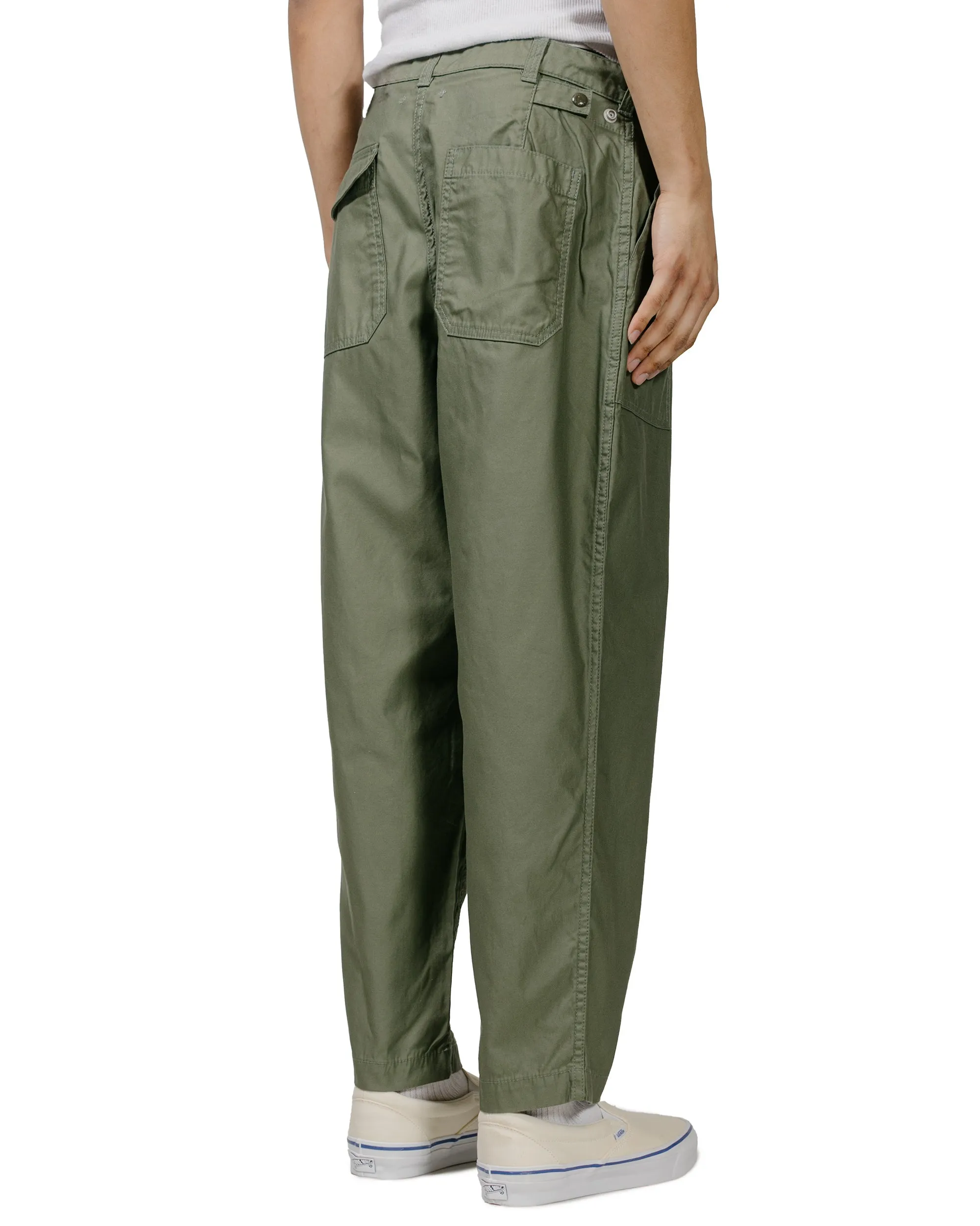 Beams Plus 1Pleat Baker 80/3 Back Satin Sage Comfortable Covered Detail