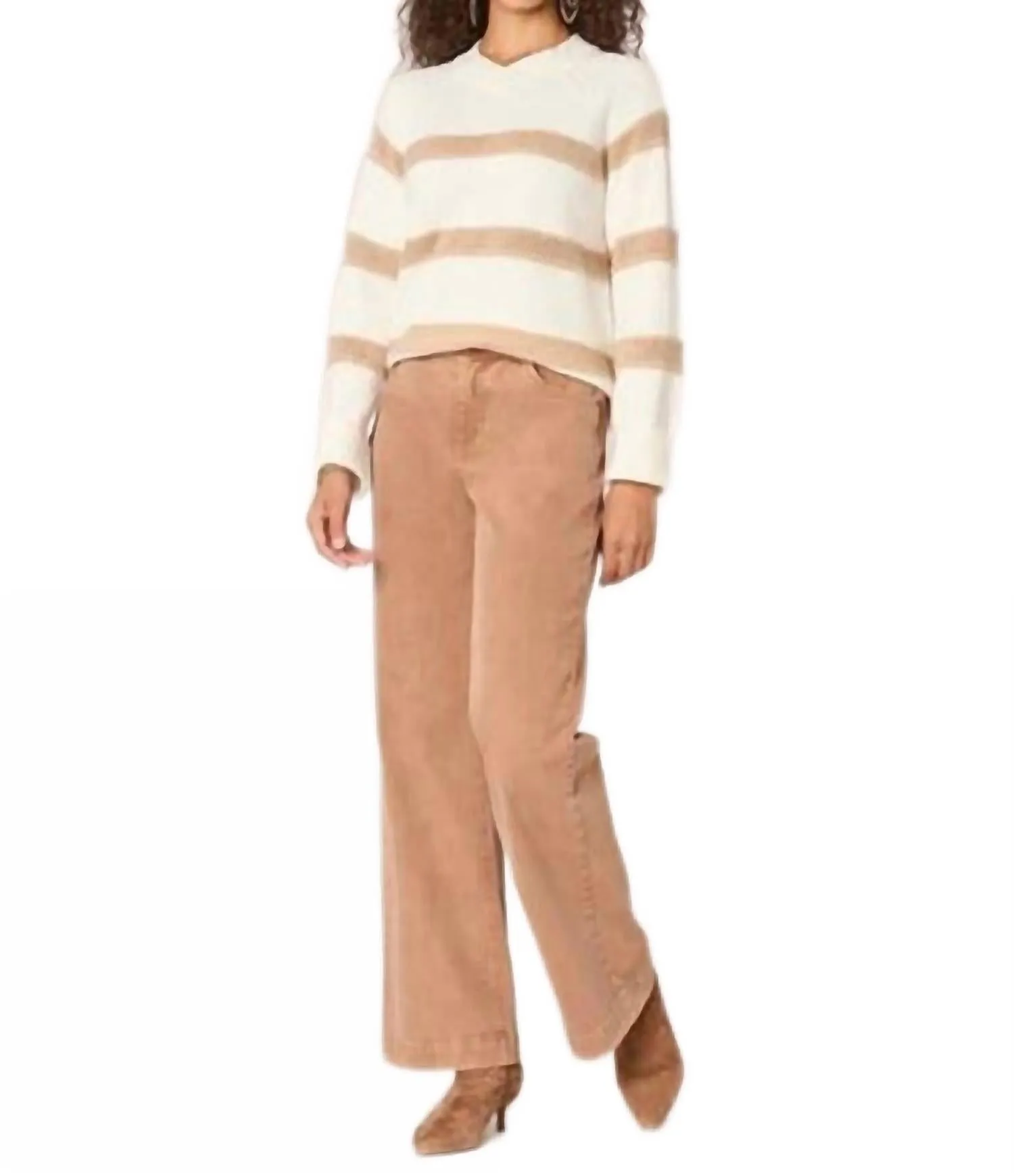 Pull à manches raglan avec motif rayures et point fantaisie en ivoire/taupe