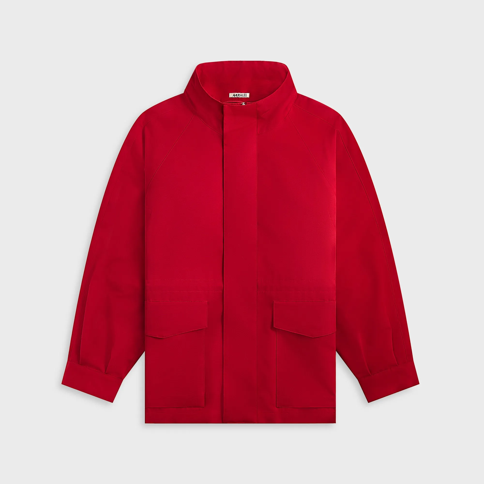 Anti-Curling Fringed Strap Auralee Wool Max Canvas High Neck Zip Blouson - Red