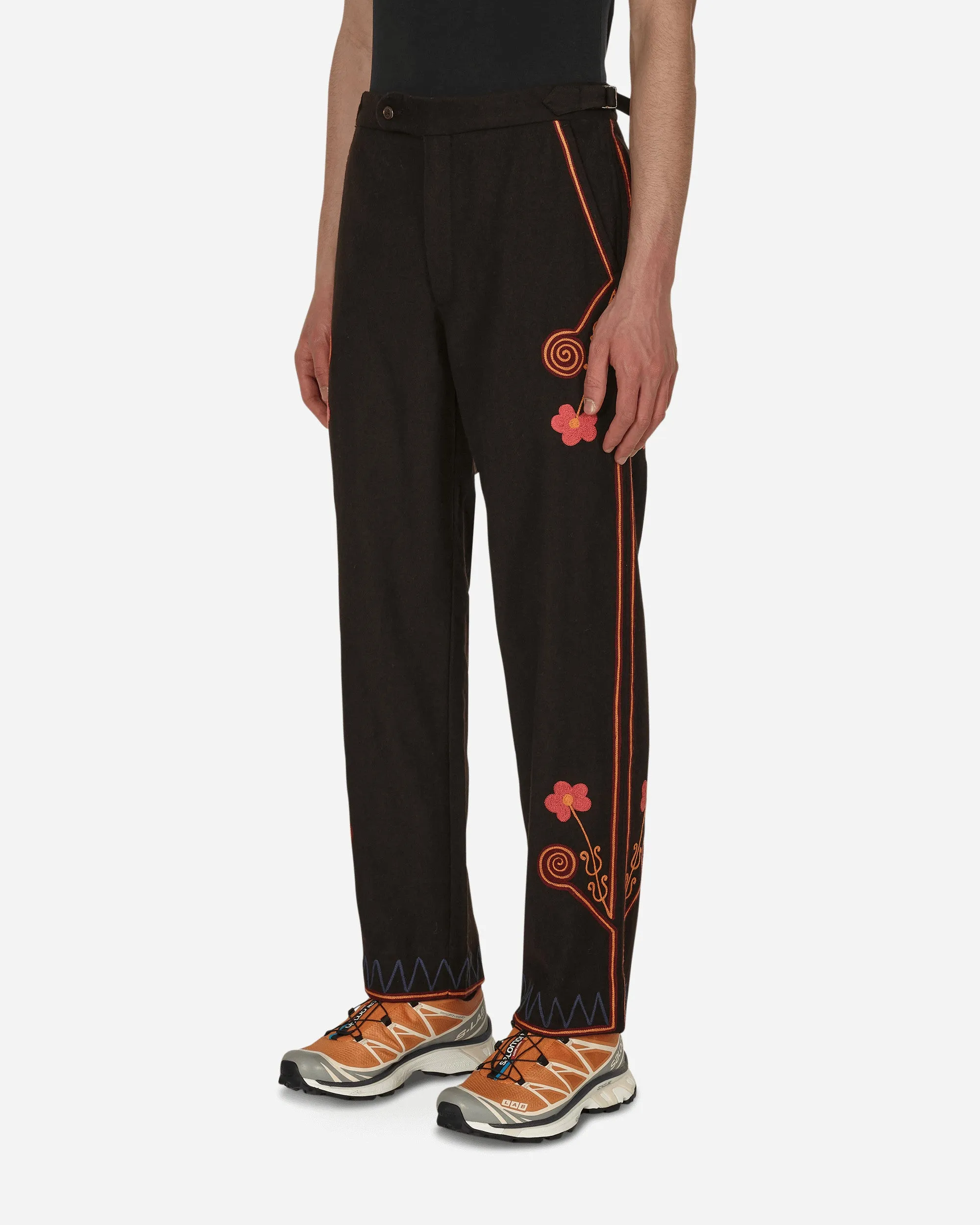 Touch History Breathable Front Rancher Embroidered Trousers Brown