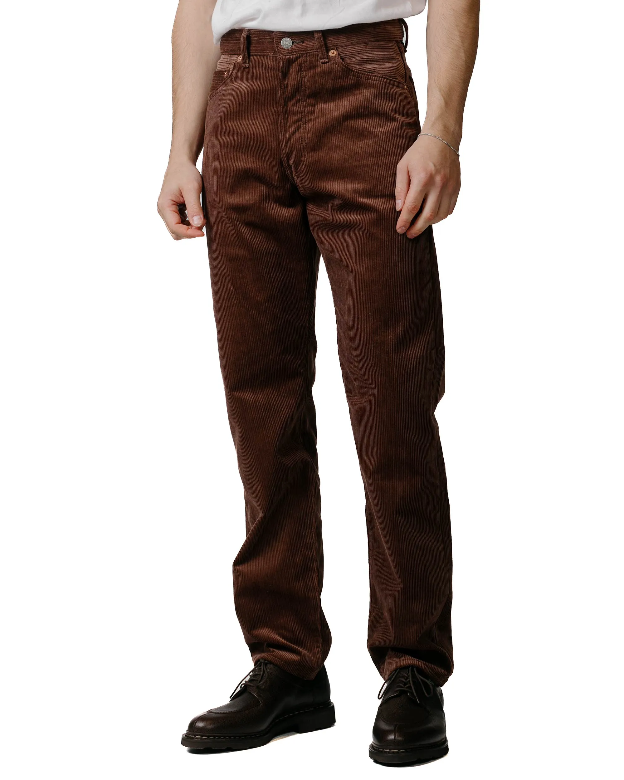 The Real Mccoy'S Mp22107 Corduroy Trousers Lot.906 Brown Reinforced Edge Stitch