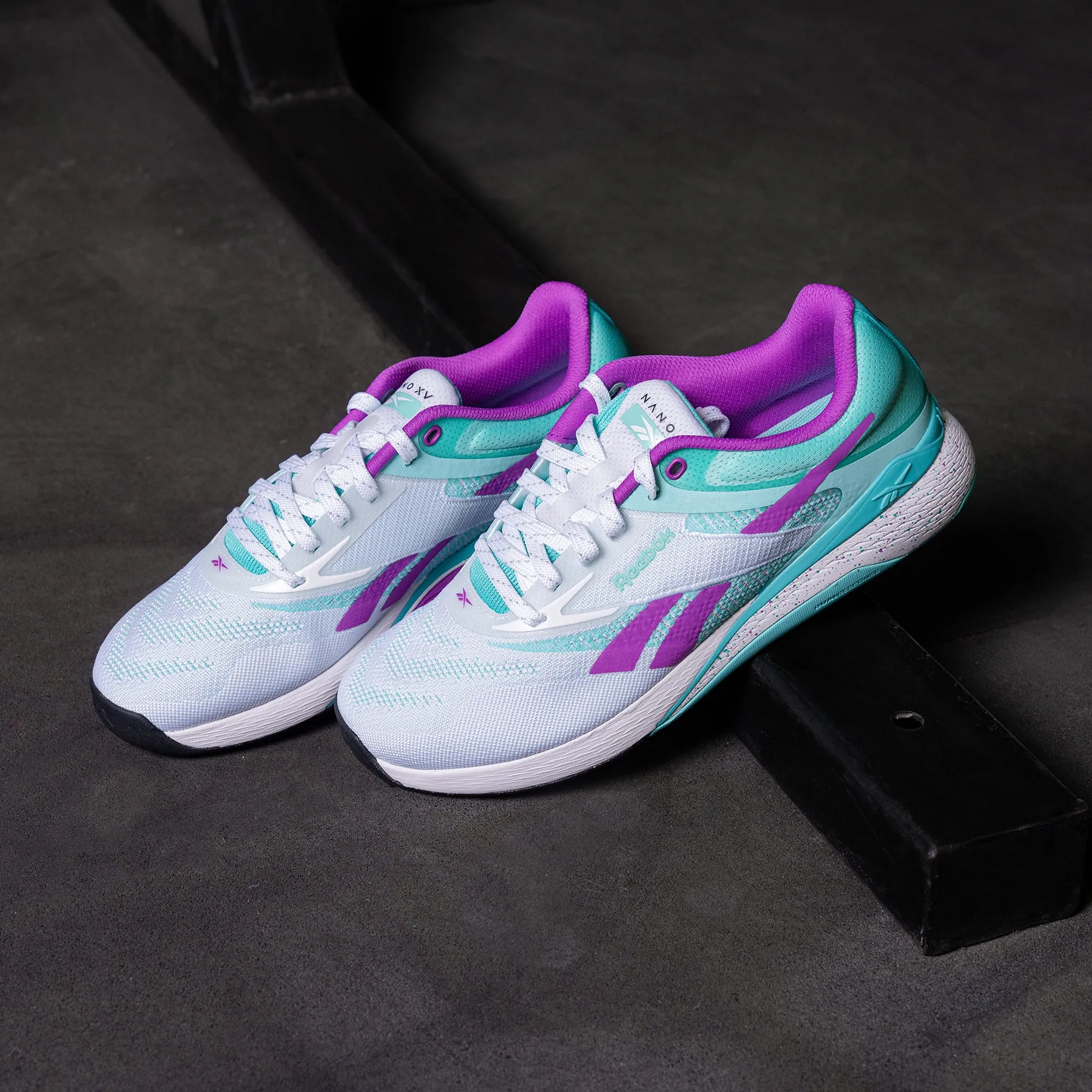 Slim-Fit Heels Flexible Throat Pad Pad Reebok - Nano X5 - Ftw White/Ai Aqua/Purple Rave