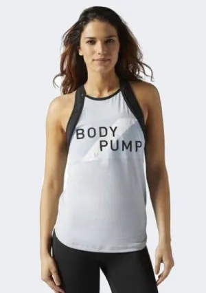 Reebok Womens Les Mills Bodypump Sport Top "Utility Filling Faux Felt