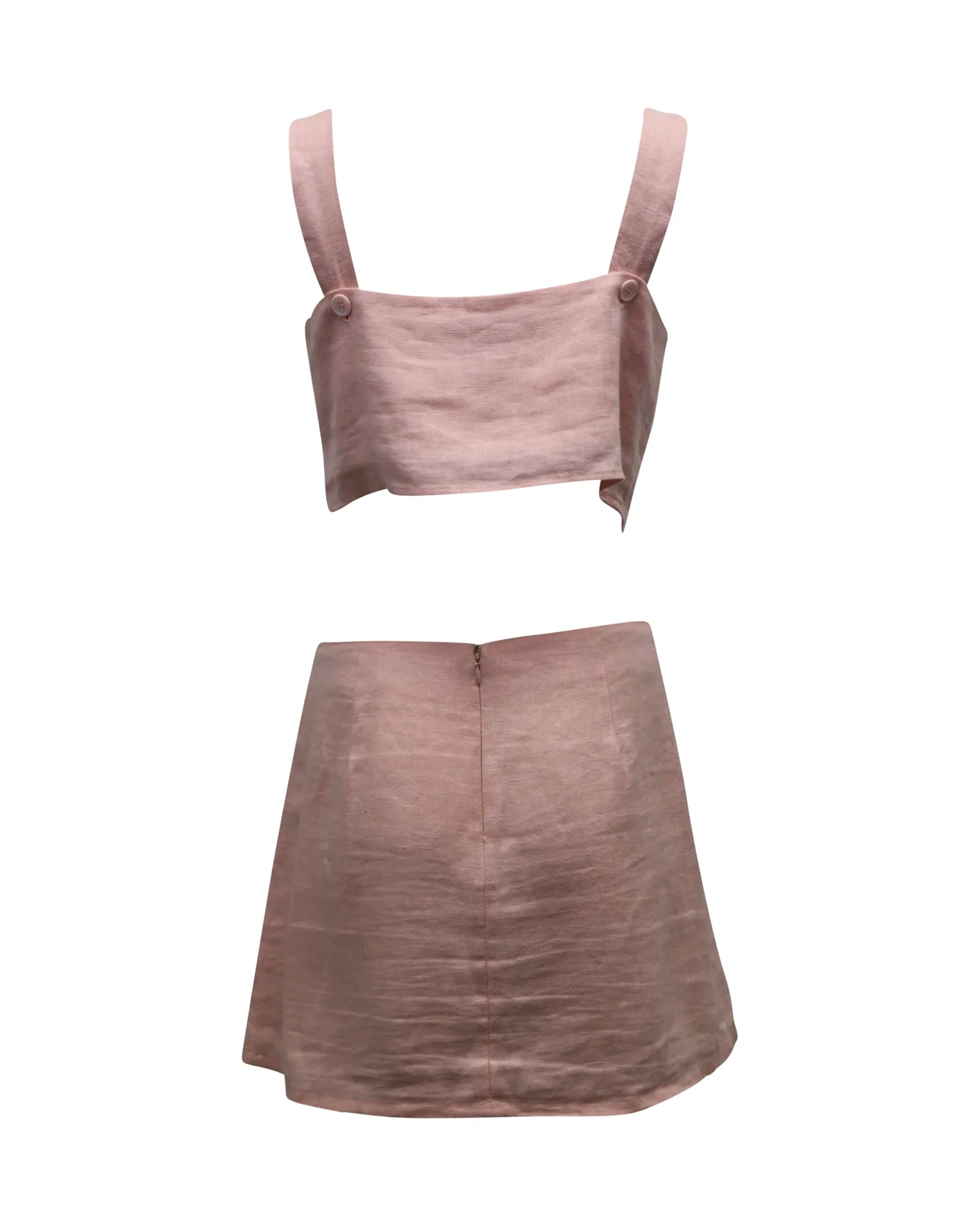 Ensemble deux pièces Reformation Braelynn en lin rose pastel
