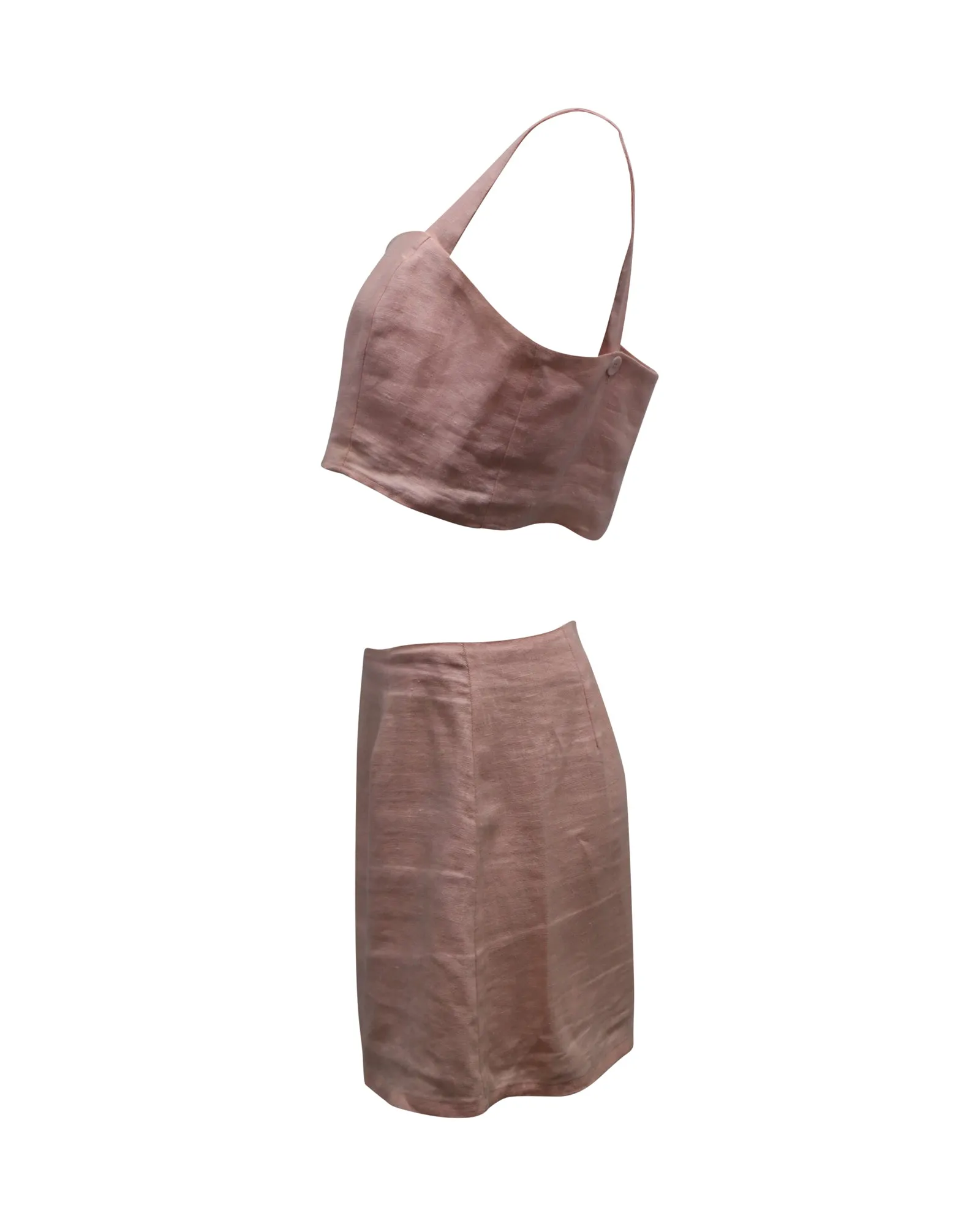 Ensemble deux pièces Reformation Braelynn en lin rose pastel