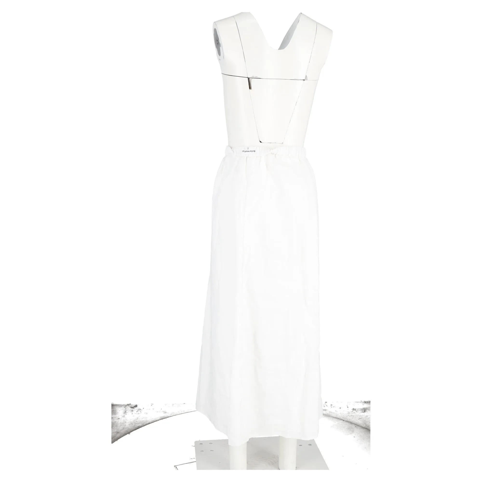 Jupe mi-longue Reformation à taille haute en coton blanc