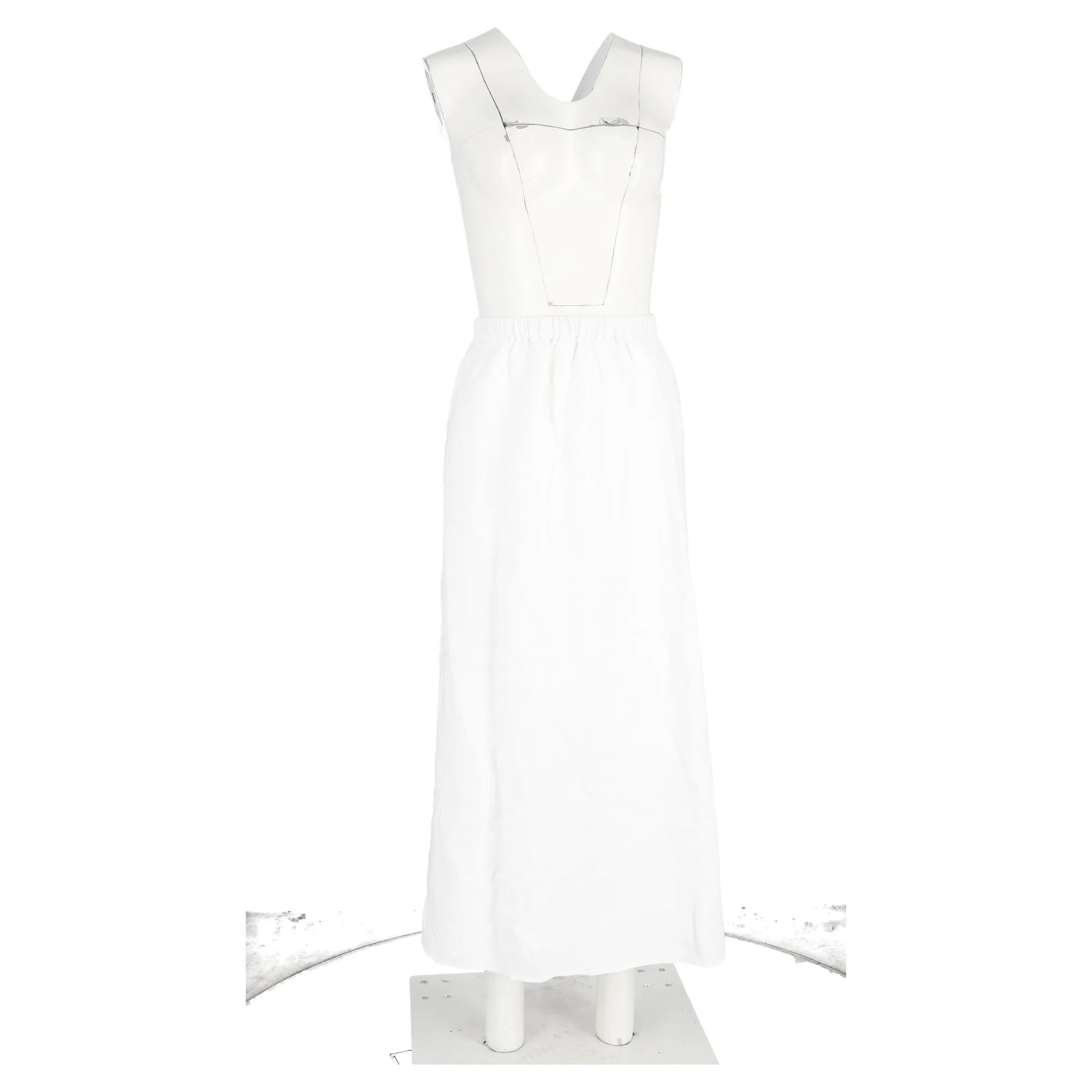Jupe mi-longue Reformation à taille haute en coton blanc