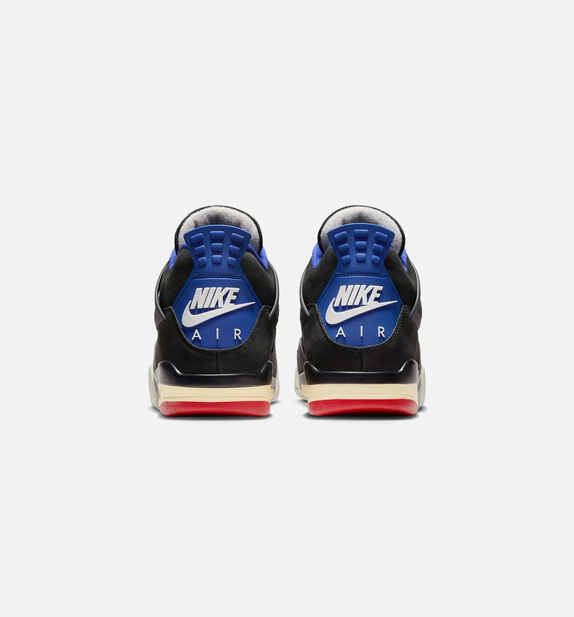 Air Jordan 4 Retro Rare Air Mens Lifestyle Shoe - Black/Fire Red/Deep Royal Blue Ventilated Upper Design Concept Ergonomic Heels