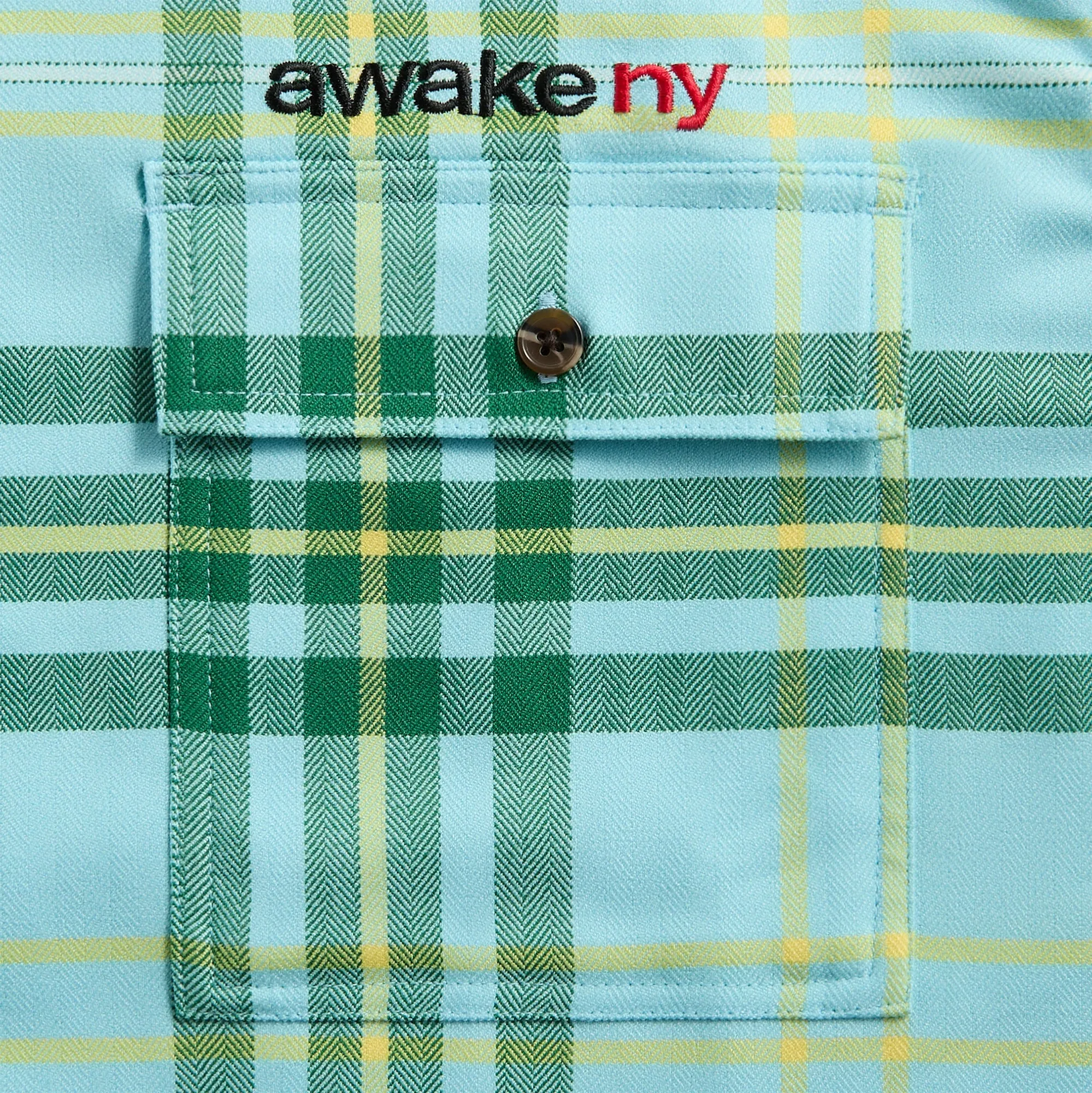 Regular Width at Cuff Awake Ny Plaid Flannel Shirt - Turquoise