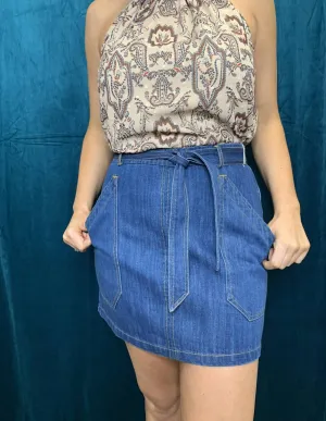 Jupe rétro à ceinture en denim