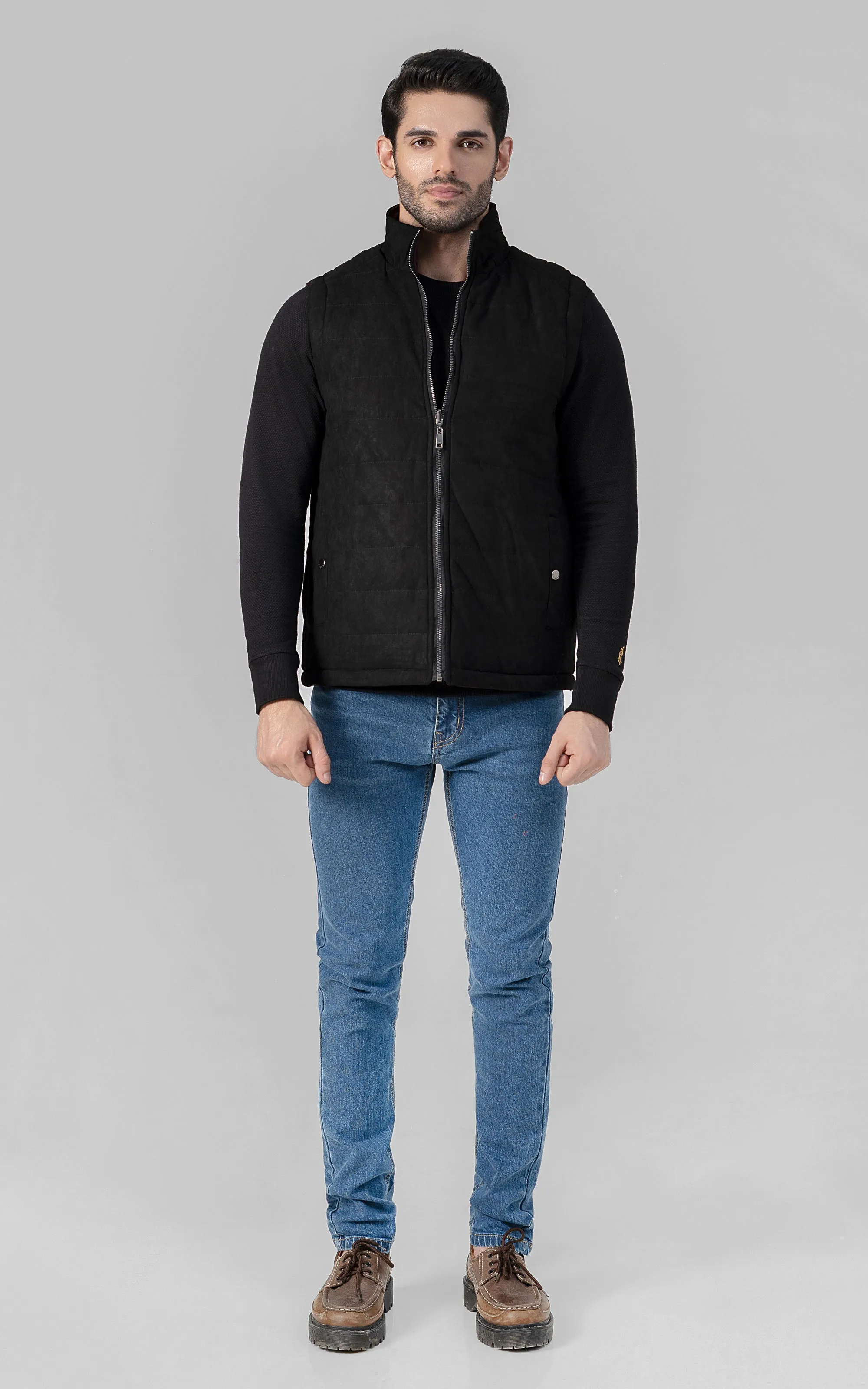 Breathable Padding Reversible Suede Jacket Black Maroon