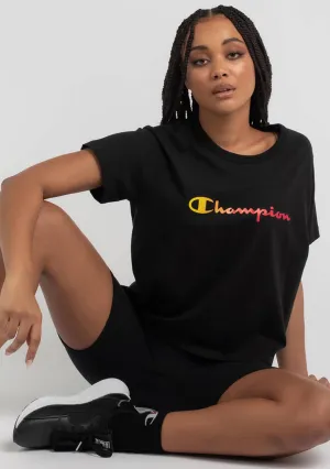 Champion Women'S Ombre Script Boxy Tee Black Daily Use