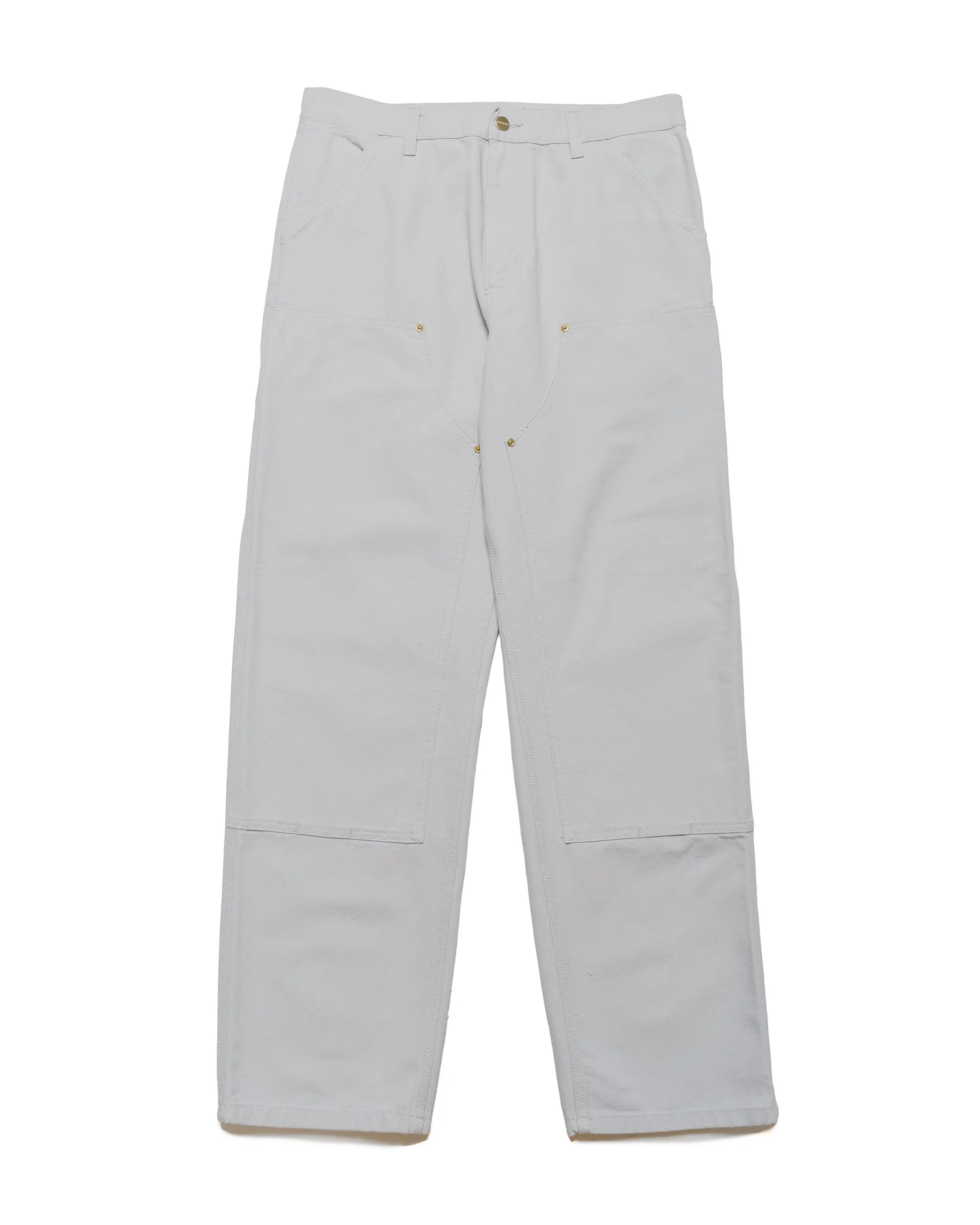 Carhartt W.I.P. Double Knee Pant Canvas Basalt Rinsed Knitwear Technique Less Refined