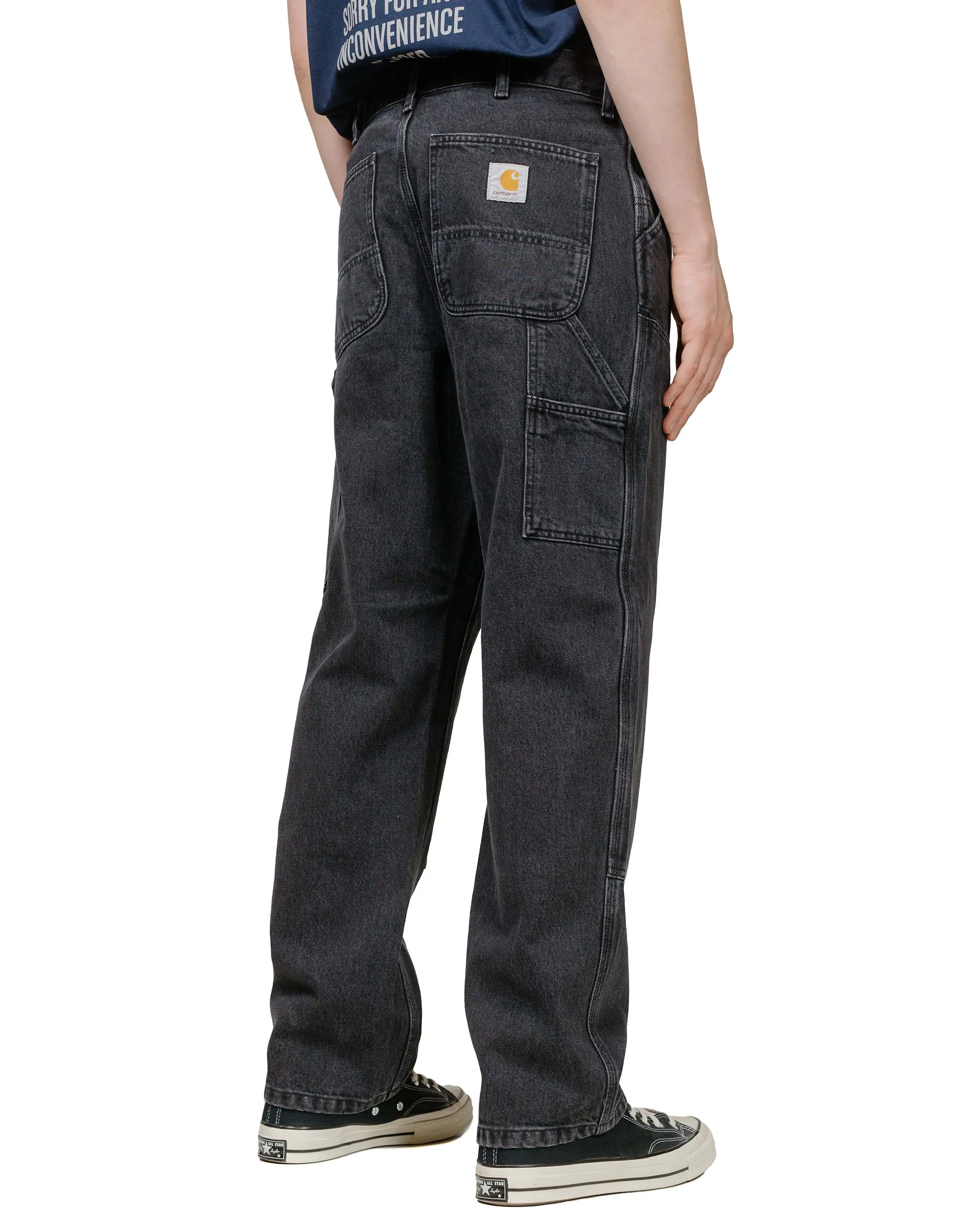 Carhartt W.I.P. Double Knee Pant Denim Black Stone Washed Zipper Tape Vineyard