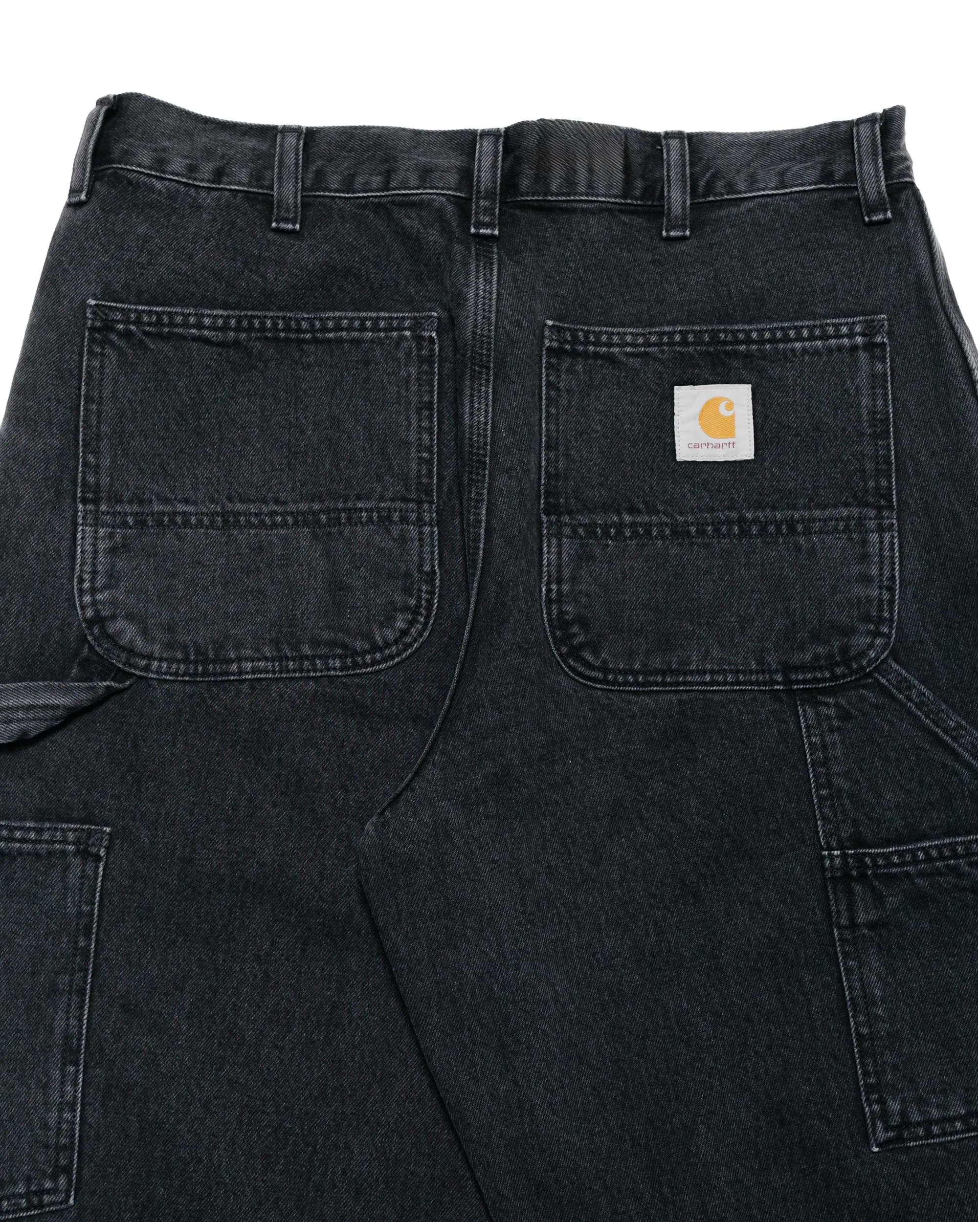 Carhartt W.I.P. Double Knee Pant Denim Black Stone Washed Comfortable Sides