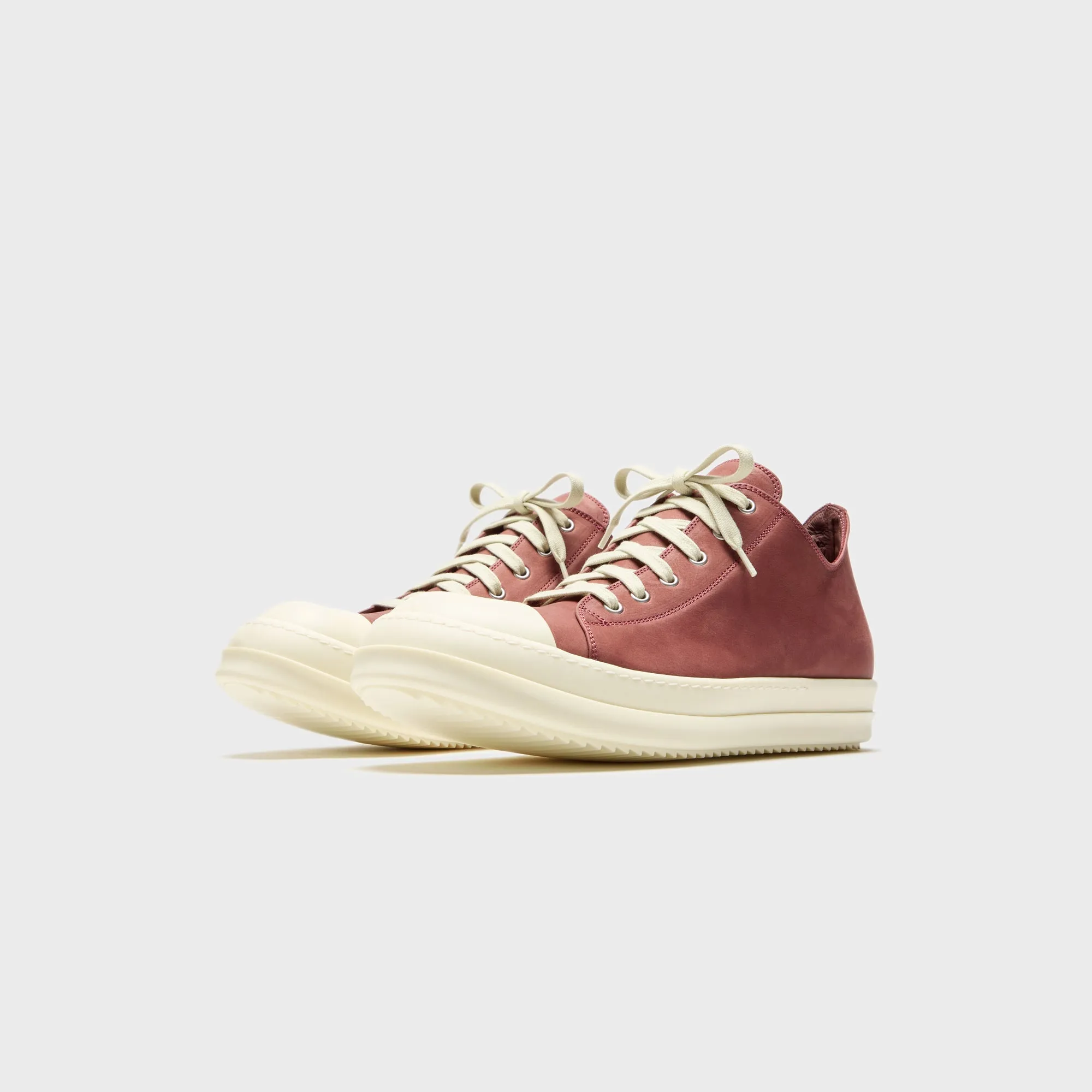 Rick Owens Low Sneakers Scarpe In Pelle - Rosewood / Milk / Milk Great Value Fearlessly You