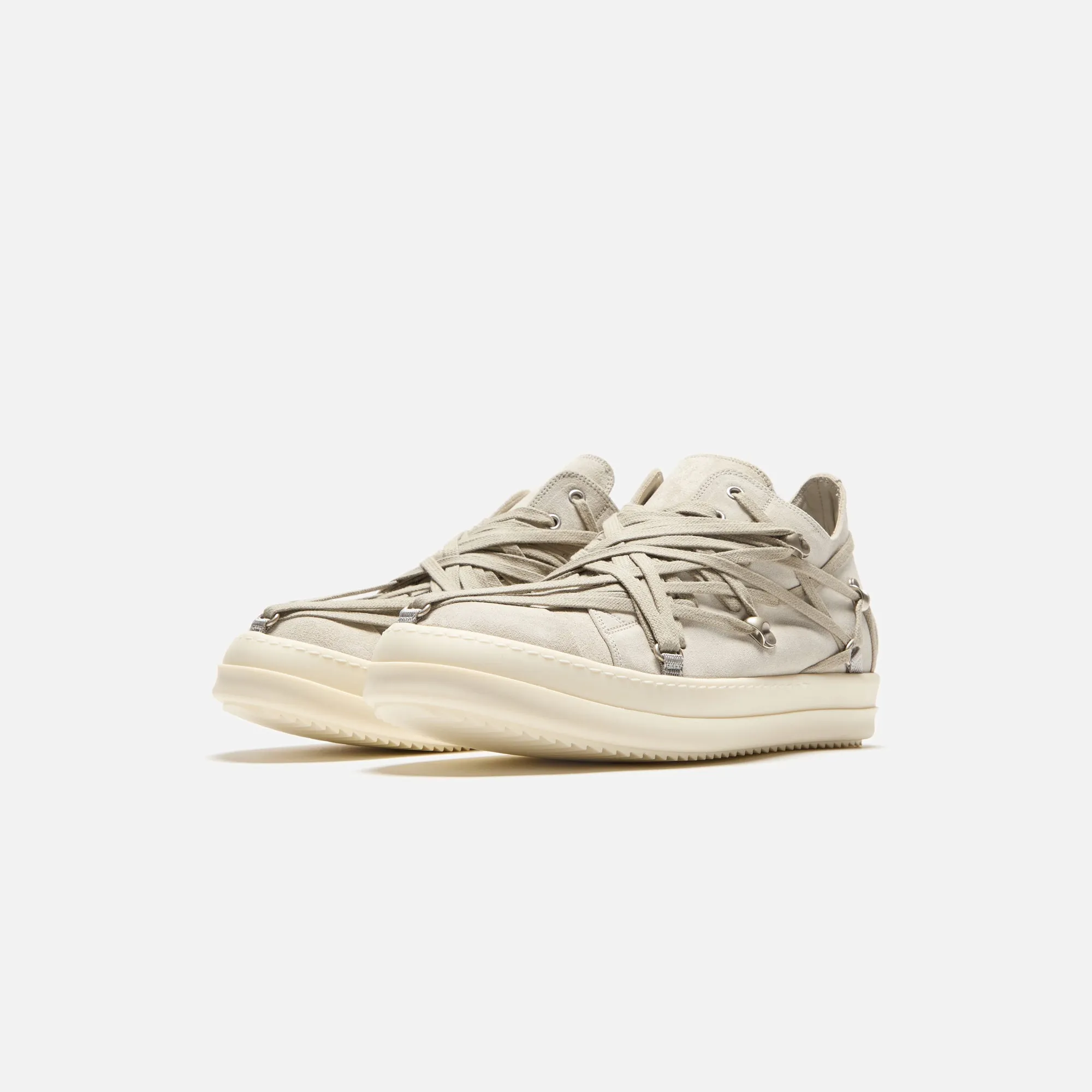 WaterSports Rick Owens Megalaced Low Sneaks - Scarpe In Pelle Dinge / Milk