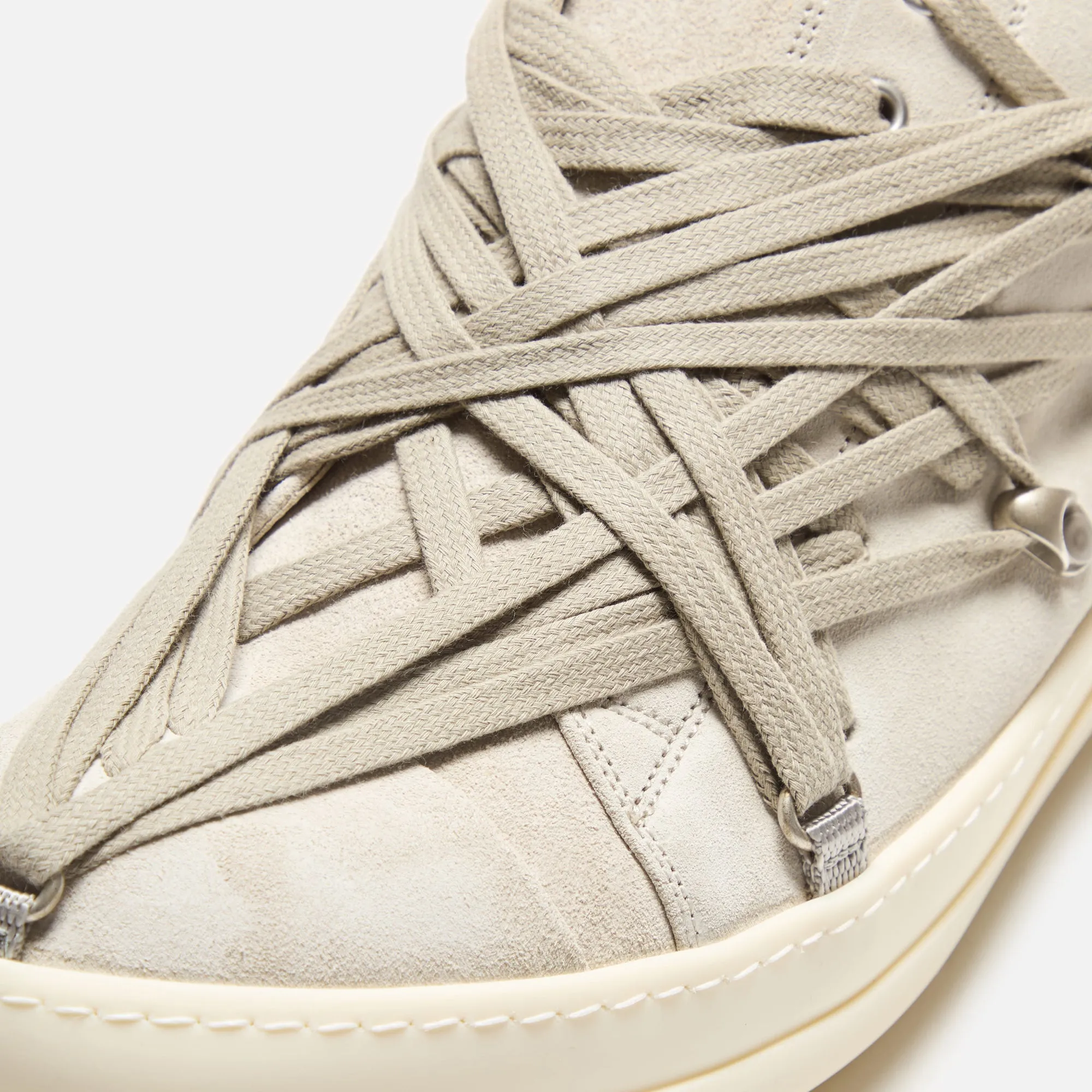 Rick Owens Megalaced Low Sneaks - Scarpe In Pelle Dinge / Milk Durability Facet