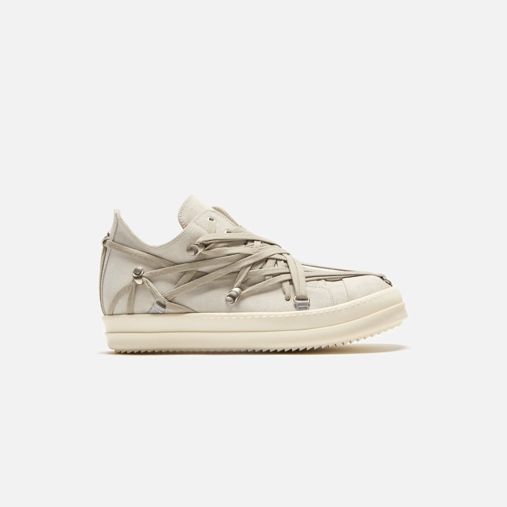 Buckle Front Slingback Rick Owens Megalaced Low Sneaks - Scarpe In Pelle Dinge / Milk