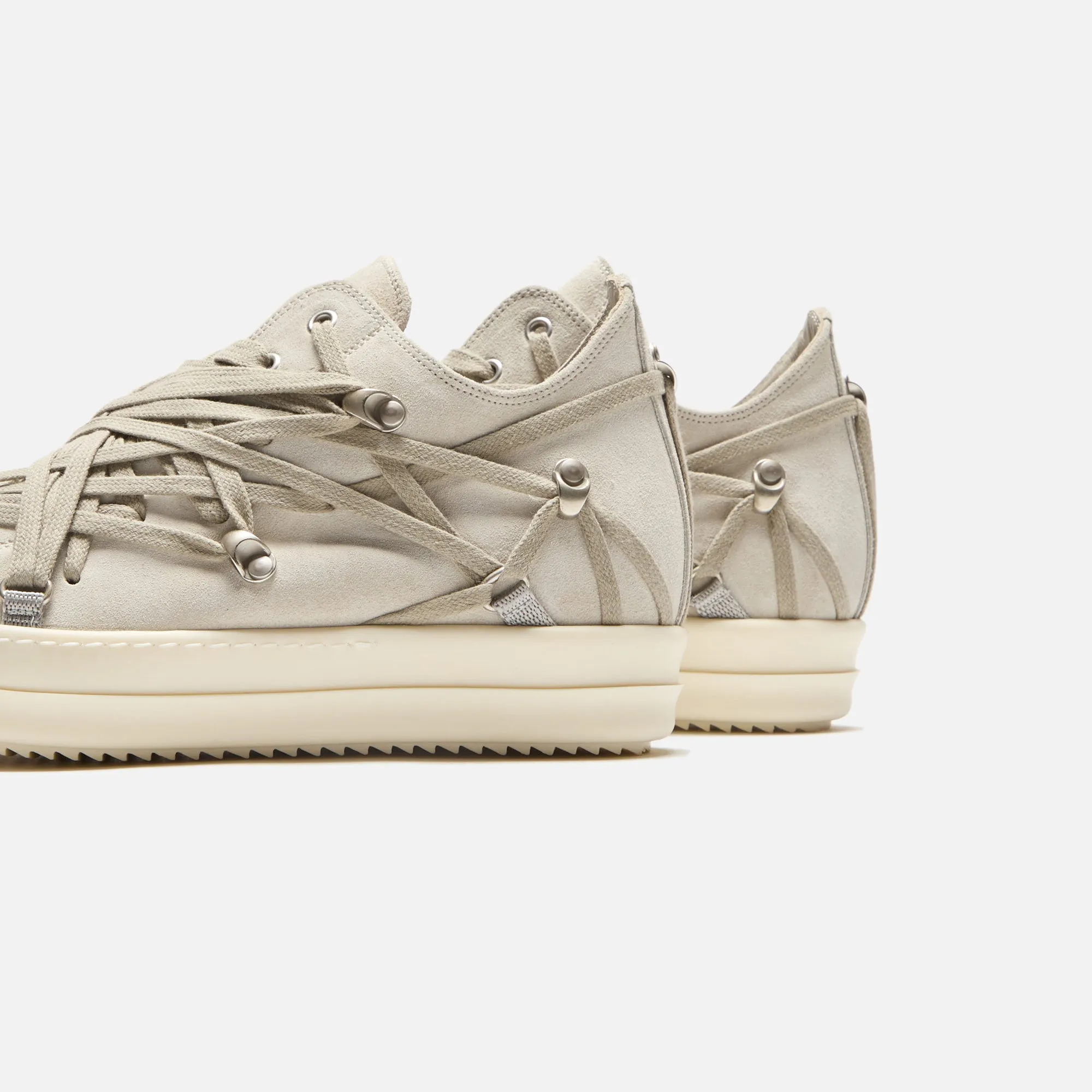 Running Style Design Rick Owens Megalaced Low Sneaks - Scarpe In Pelle Dinge / Milk