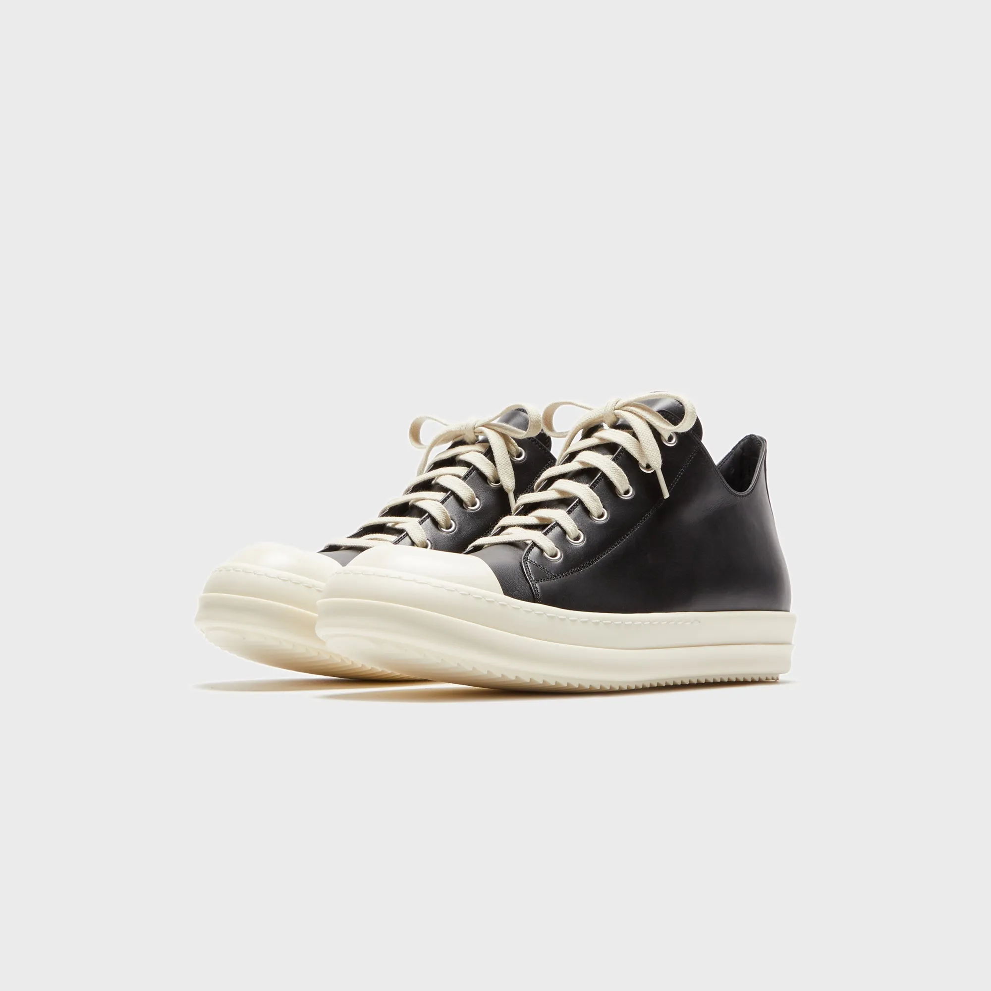 Rick Owens Scarpe In Pelle Low Sneaks - Black / Milk / Milk Coordinated Padded Footbed Design Concept Set
