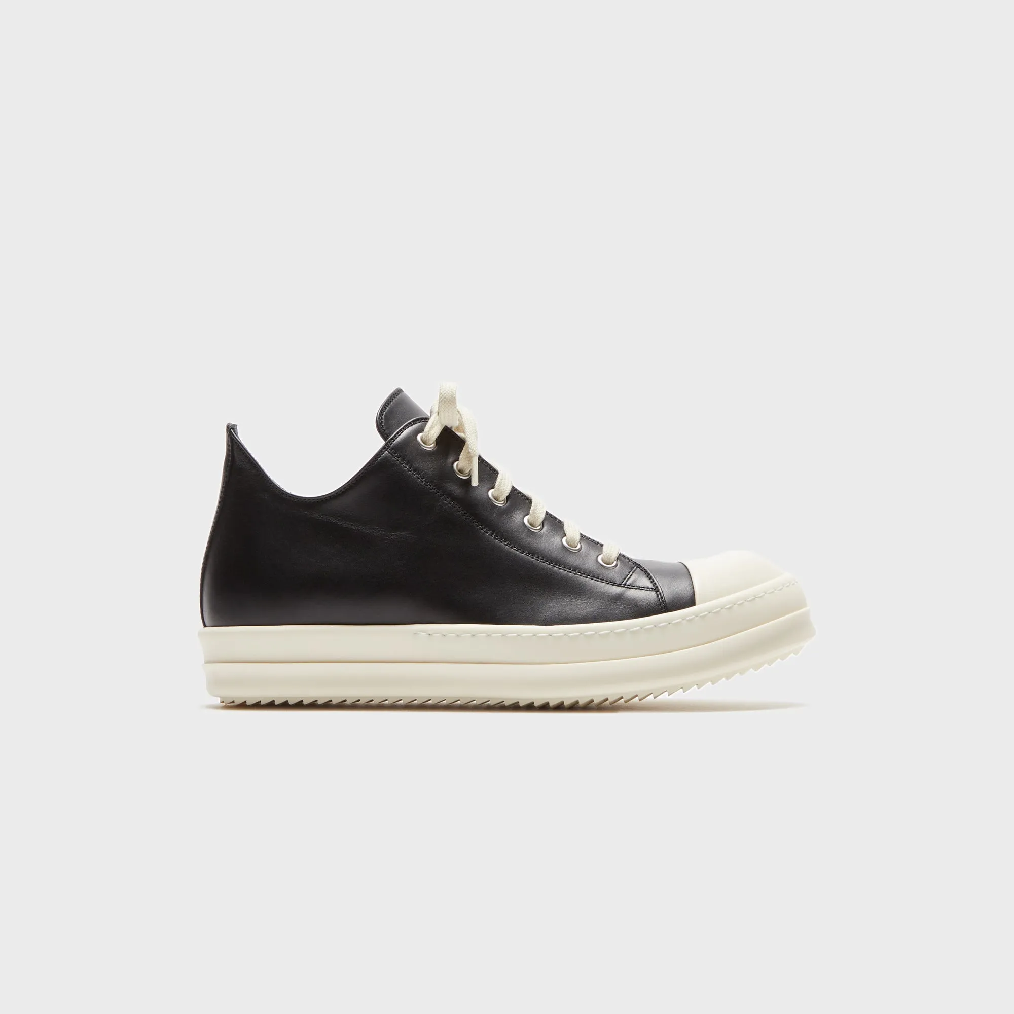 Rick Owens Scarpe In Pelle Low Sneaks - Black / Milk / Milk Soft Sole Padding