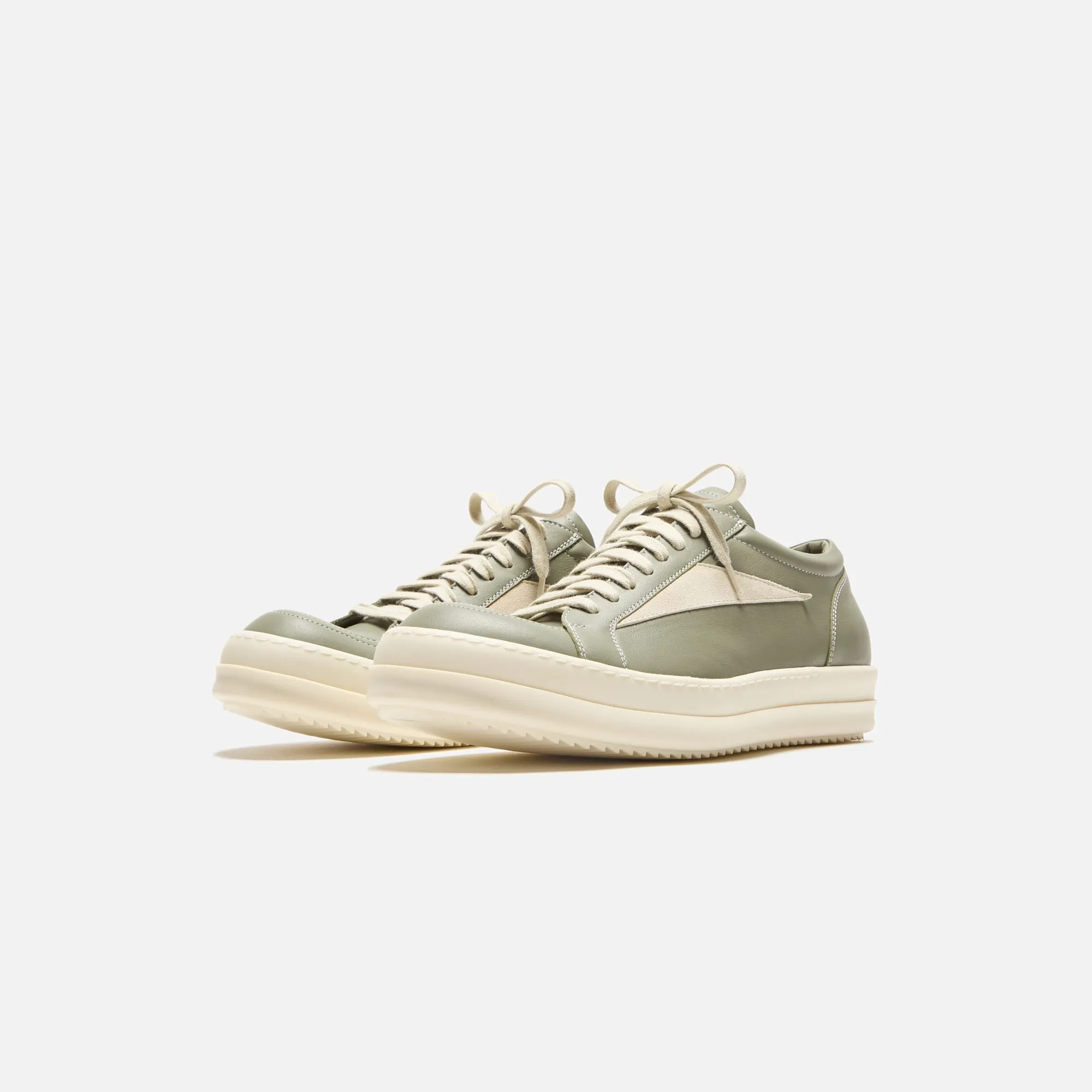 Blind Stitching Rick Owens Vintage Sneaker - Scarpe In Pelle Celadon / Milk / Milk