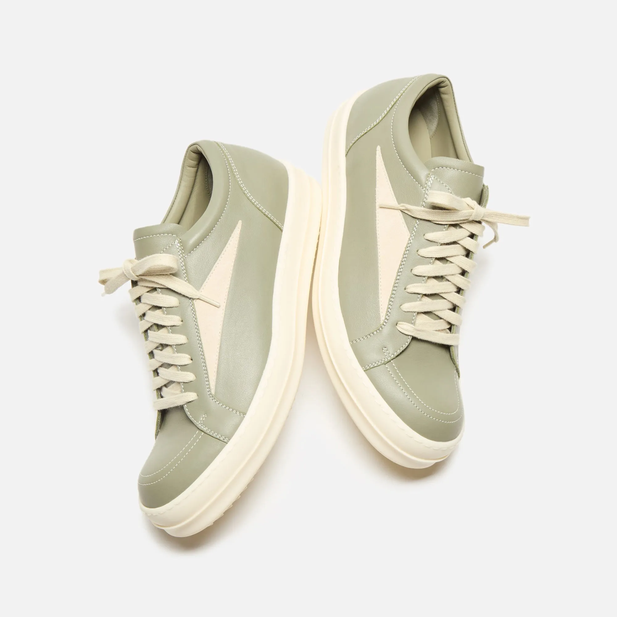 Fit Level Adaptable Design Rick Owens Vintage Sneaker - Scarpe In Pelle Celadon / Milk / Milk