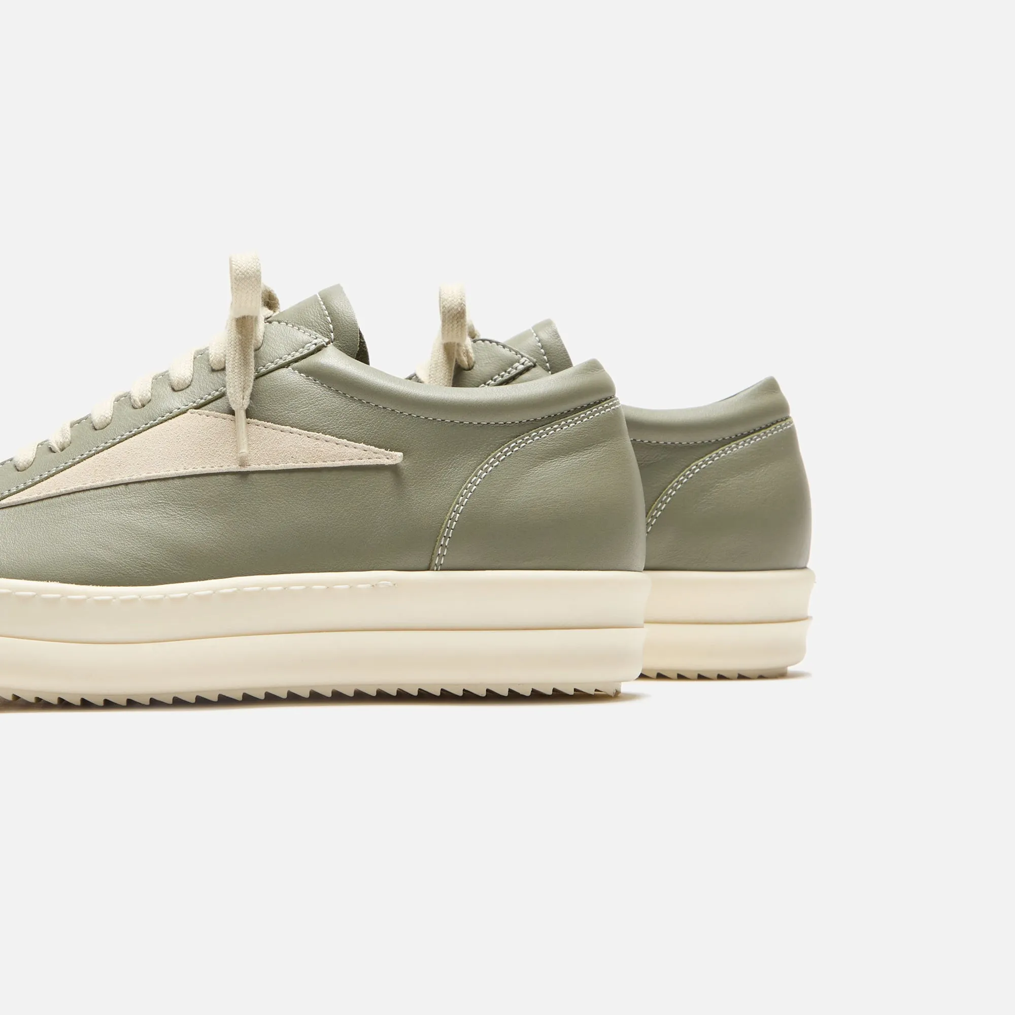 Rick Owens Vintage Sneaker - Scarpe In Pelle Celadon / Milk / Milk Comfortable Carpet Stable Base Treatment