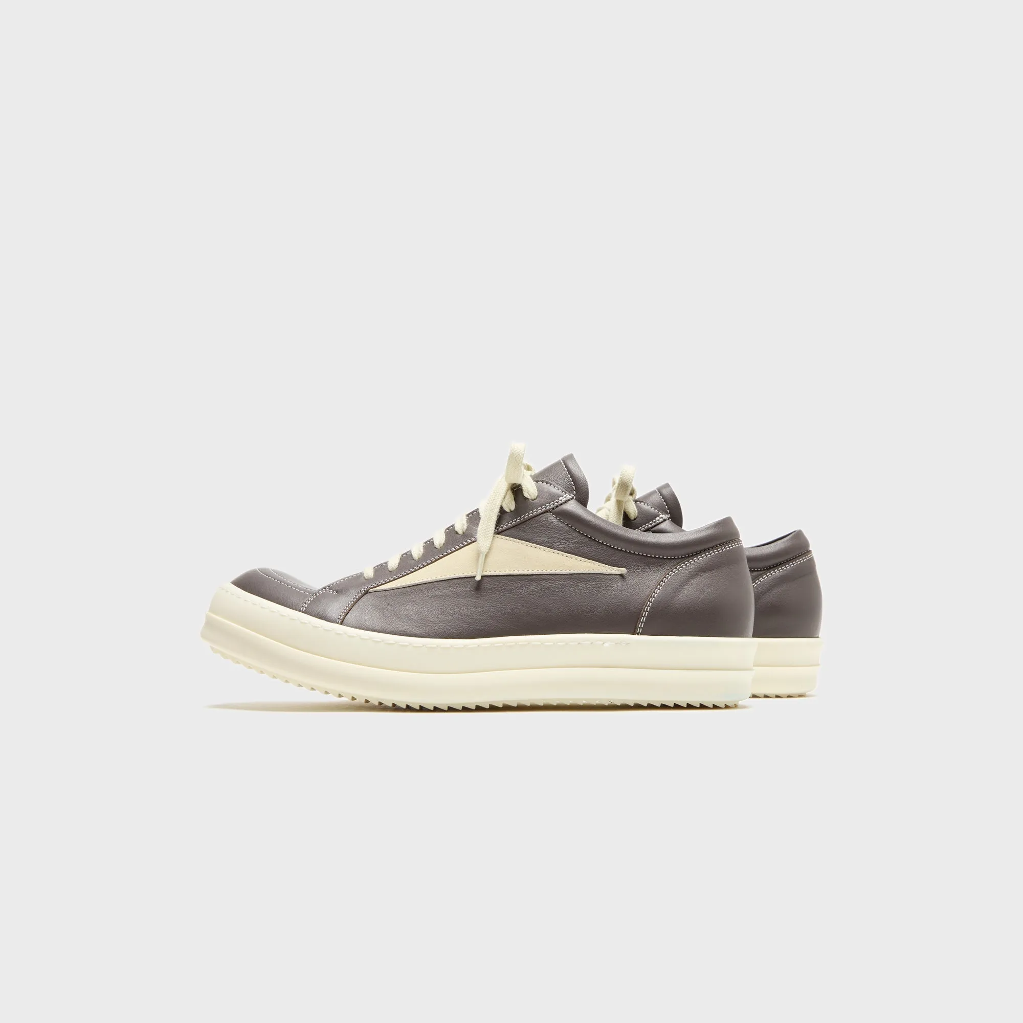 Traction Footwear Expert Level Rick Owens Vintage Sneakers Scarpe In Pelle  -  Dark Dust / Milk / Milk