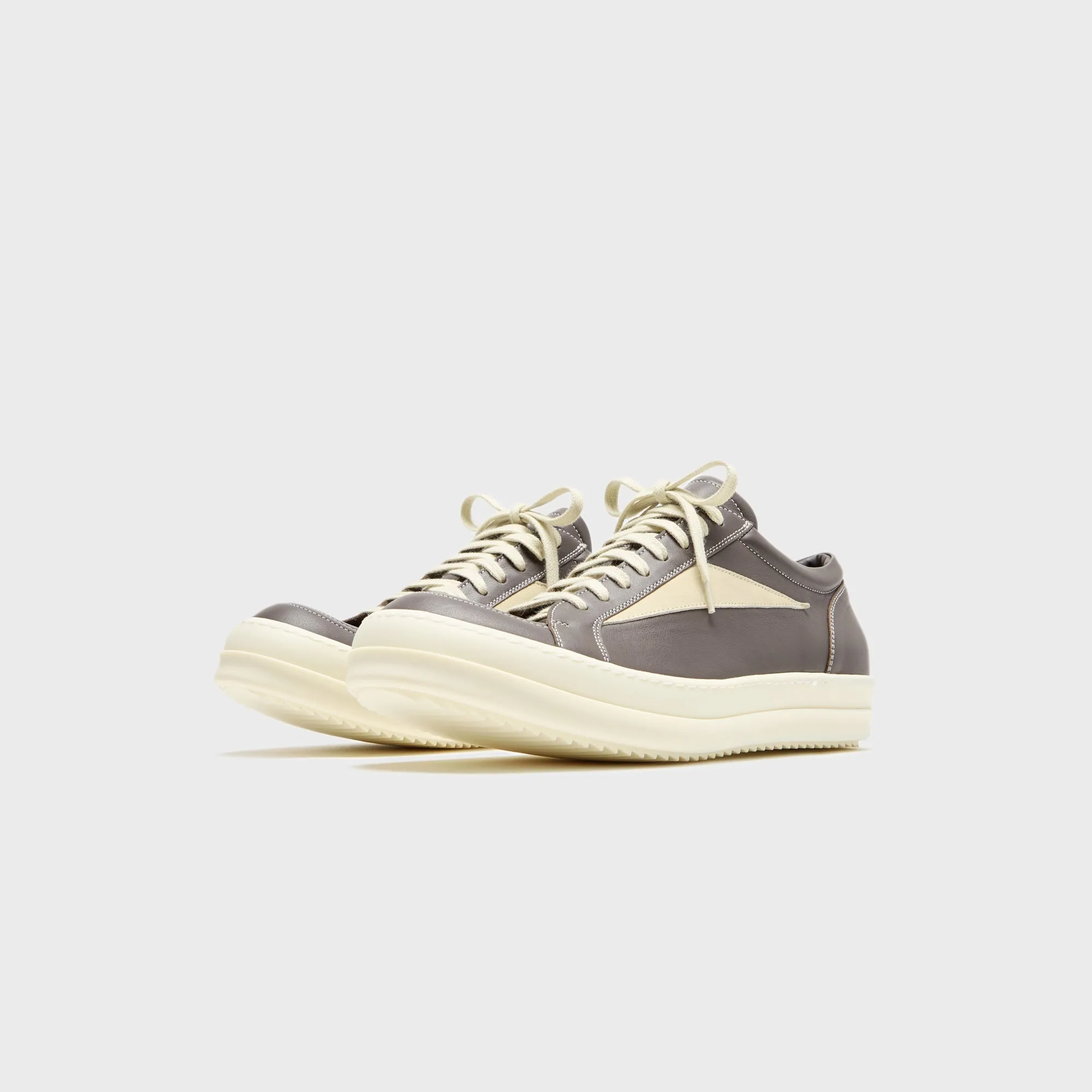 Flexible Footwear For Sports Comfort Productivity Rick Owens Vintage Sneakers Scarpe In Pelle  -  Dark Dust / Milk / Milk