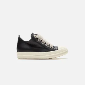 Smooth Exterior Abrasion Resistance Shoe Rick Owens Wmns Jumbo Laced Low Sneaks - Black / Pearl / Milk