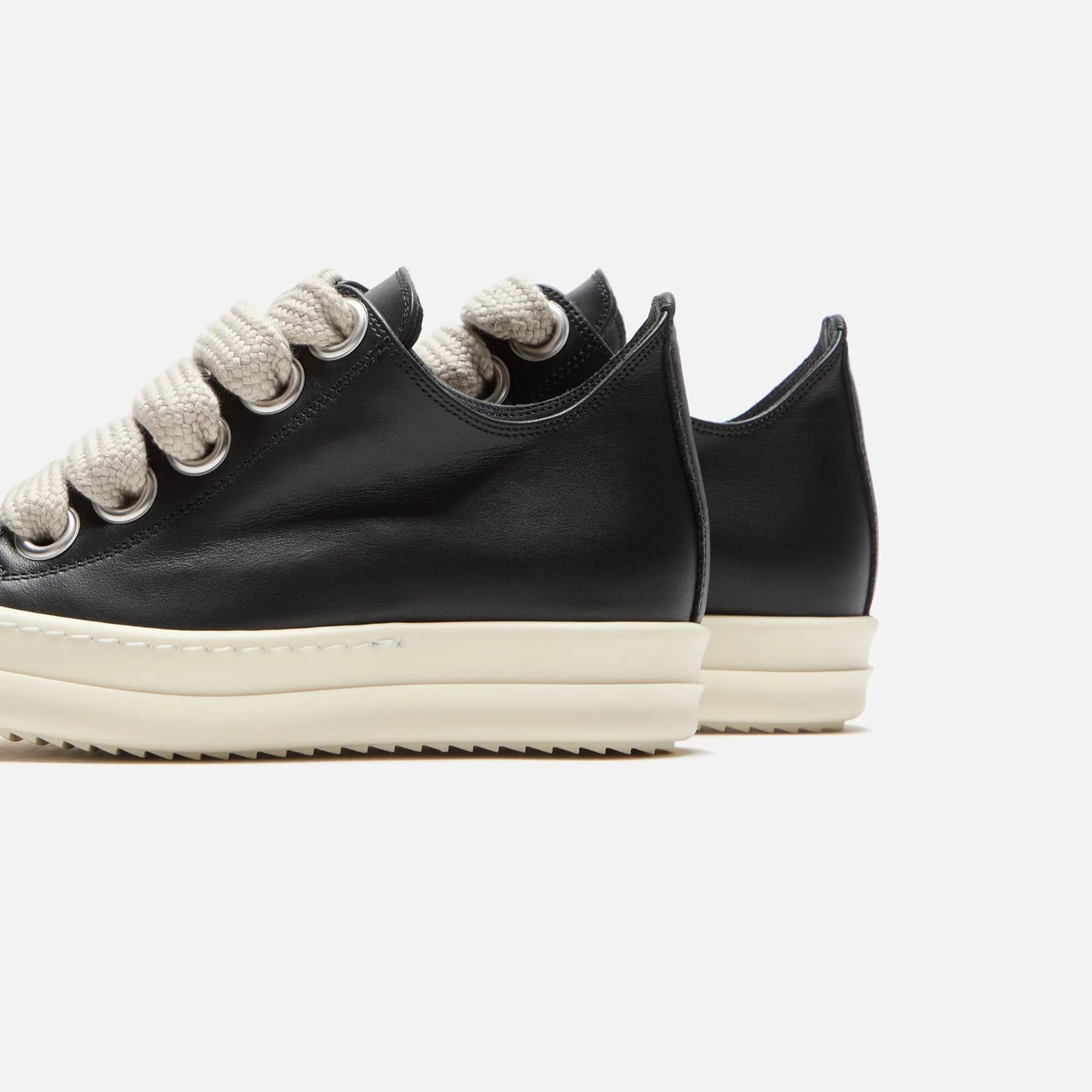 Molded Midsole Comfortable Loser Rick Owens Wmns Jumbo Laced Low Sneaks - Black / Pearl / Milk