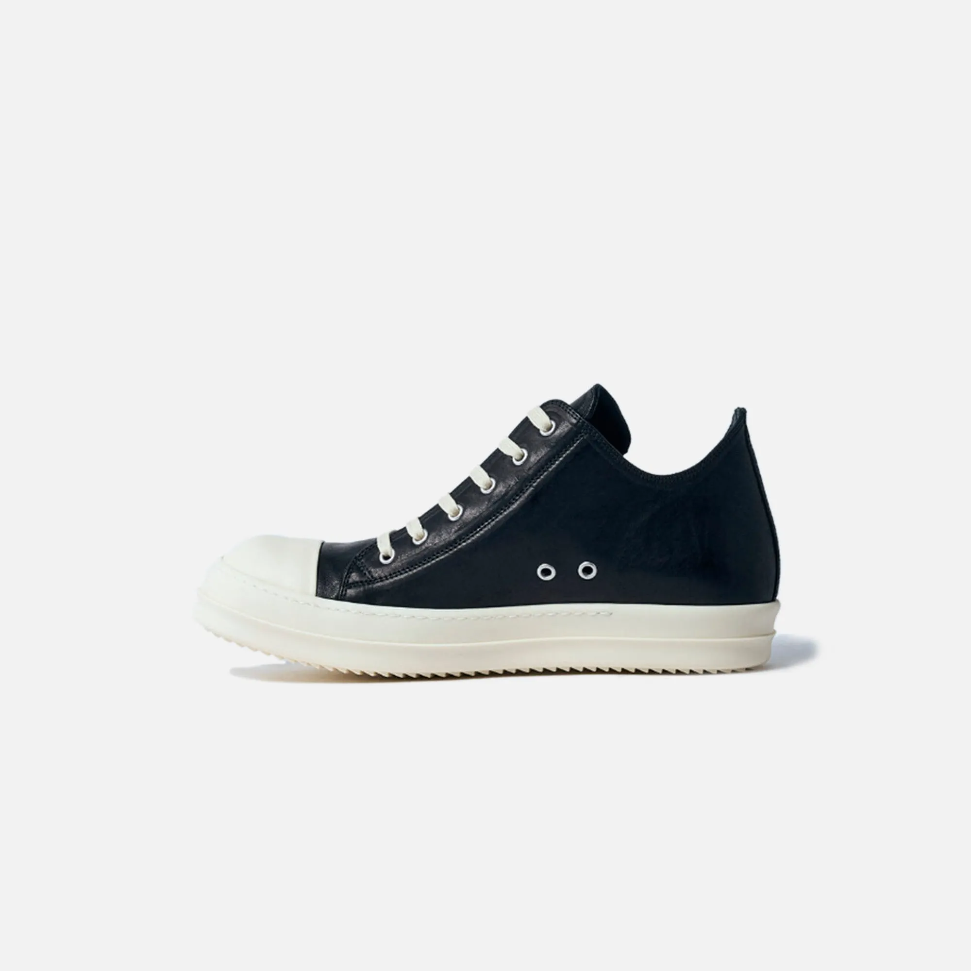 Rick Owens Wmns Scarpe Low Sneaker - Scarpe In Pelle Black / Milk / Milk Slip-On Convenient Feature