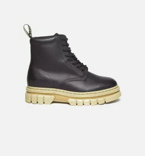 Rikard Contrast Sole Platform Mens Boots - Black/Beige Braided Polyester Cap Sleeve
