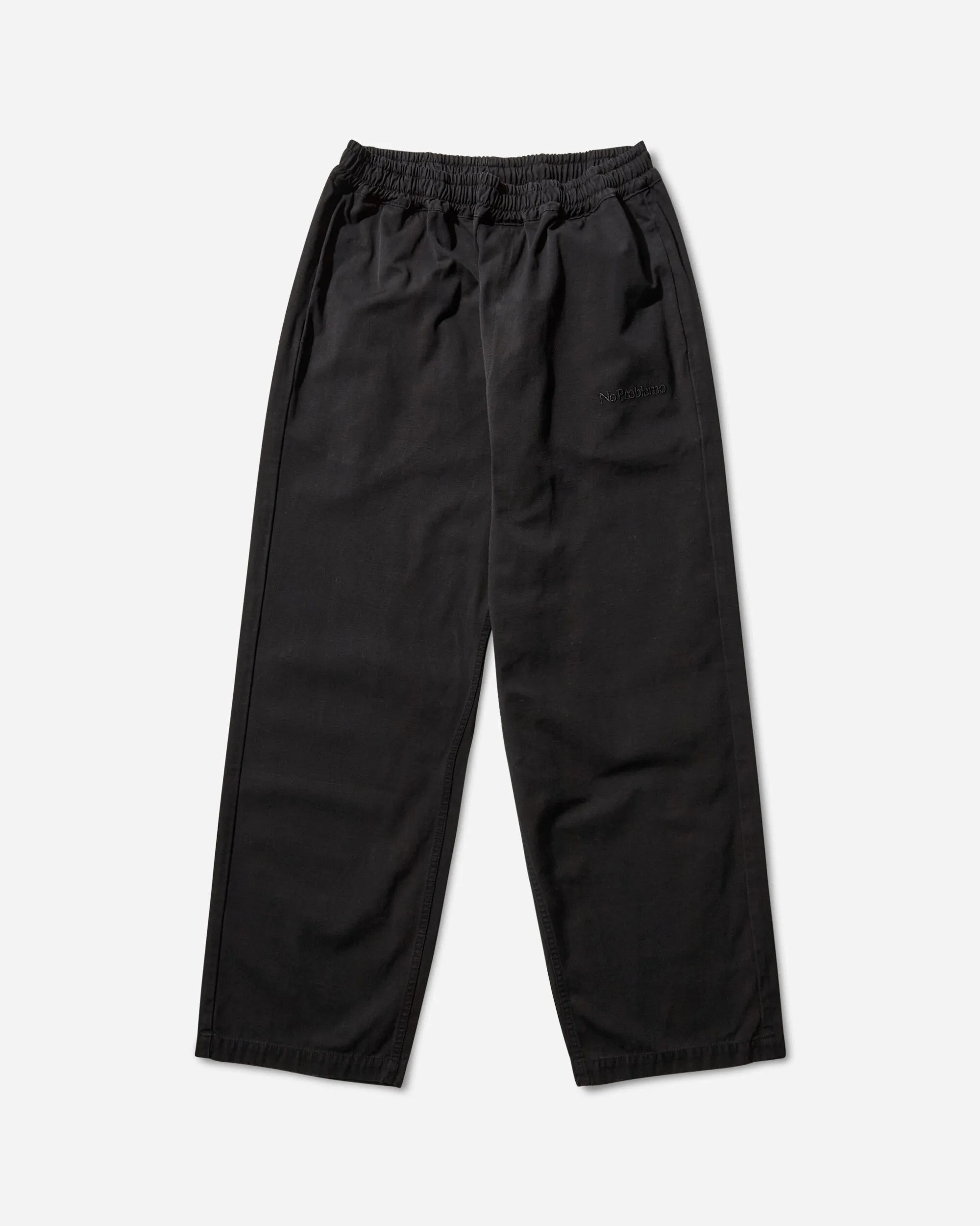 Ripstop Work Pants Black Elastic Stitching Detail Rhodium Oxide